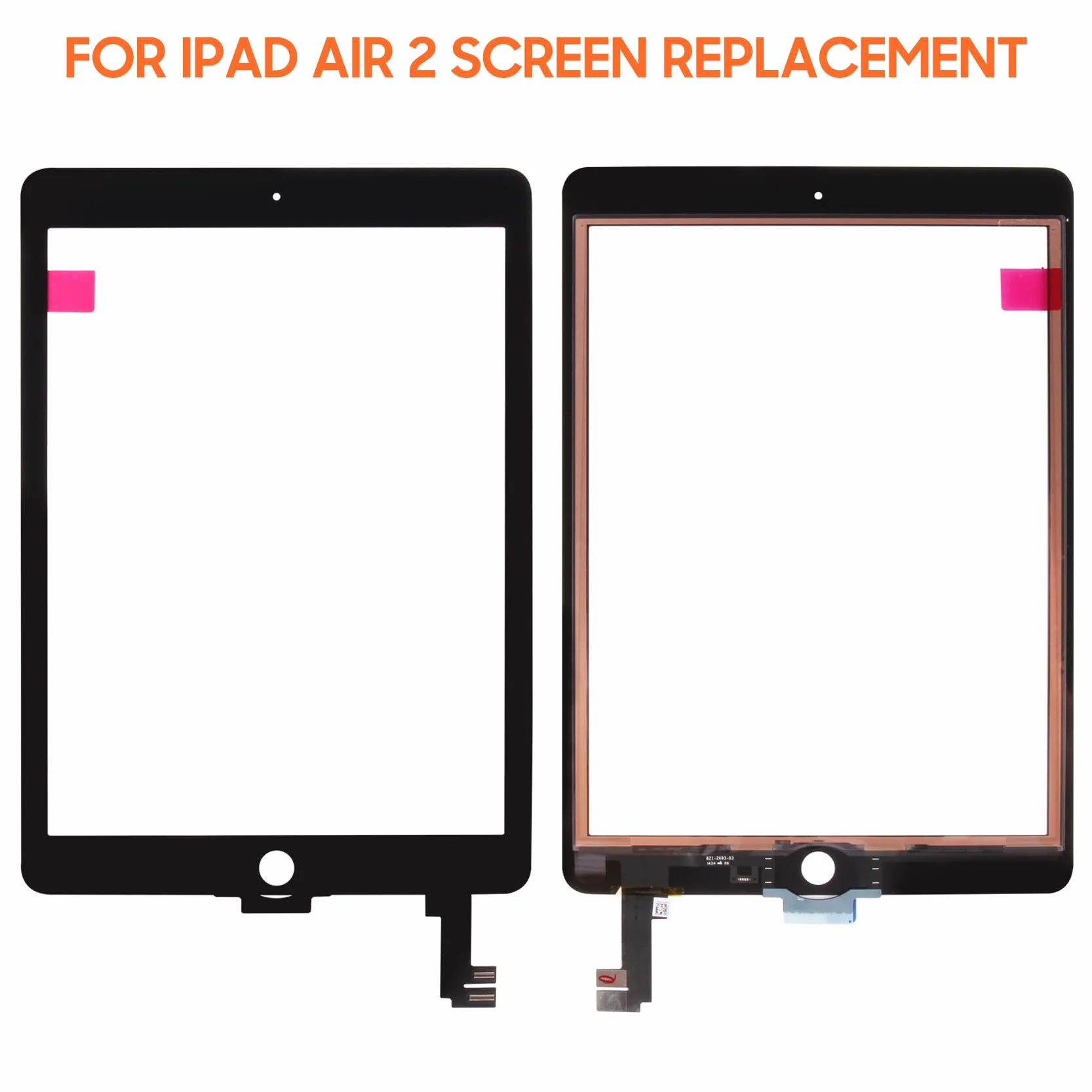 AGCUT pantalla táctil para iPad Air 2 Touch pantalla para iPad Air 2nd generación A1566 A1567 9,7 pulgadas digitalizador panel con kit de reparación, sin pantalla LCD (negro)
