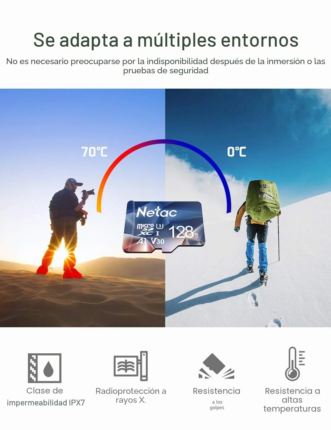 Netac 128 GB Tarjeta Micro SD MicroSDXC, Tarjeta MicroSDXC, A1, U3, C10, V30, UHS-I, hasta 100 MB/s de Lectura para Teléfono, Videocámara, Nintendo Switch, Teléfono Inteligente, Tableta