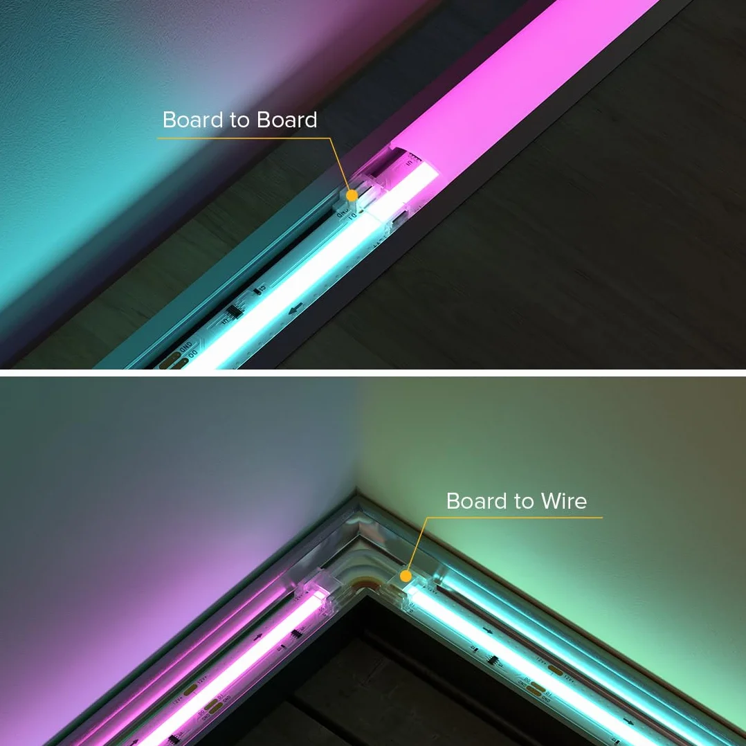 SEZO Juego de Conectores LED FCOB RGB IC de 3 pines 12mm 24 Unidades Transparente sin Soldadura Placa a Bordo Conector de Cable + 8 Cables de Extensión de 15cm de Largo 22 AWG