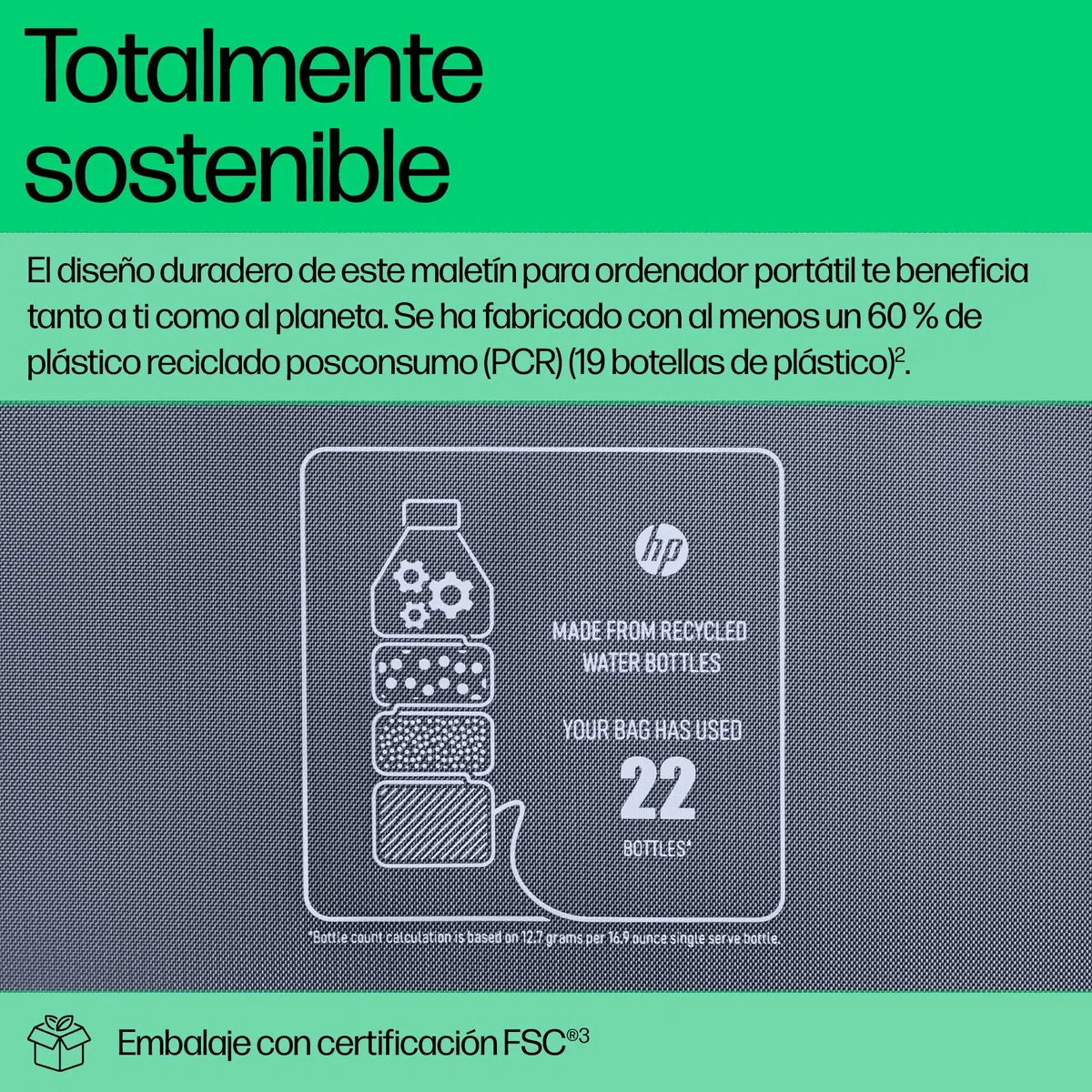 HP Maletín Everyday para Portátil de 16", Fabricado con Poliéster Reciclado 600D, 12L, Compartimiento Acolchado, Resistente al Agua, Correa de Hombro Extraíble, Gris