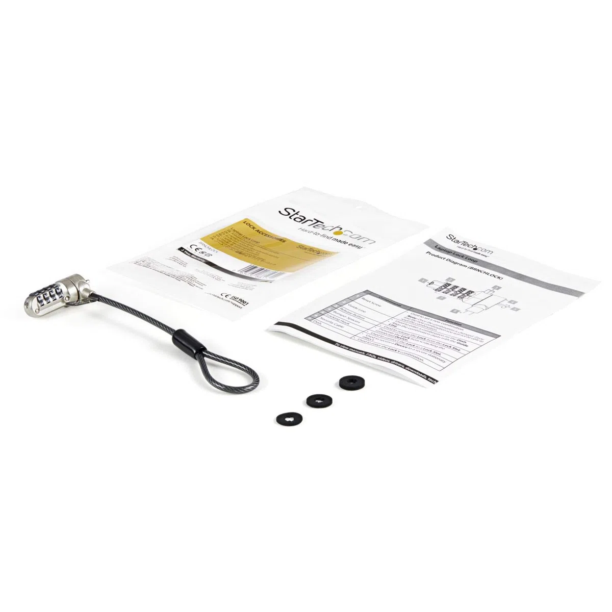 Extensión con Candado para Cable de Seguridad de Ordenador Portátil - Cable K-Slot de 15cm y Bucle de 2,5cm (BRNCHLOCK)