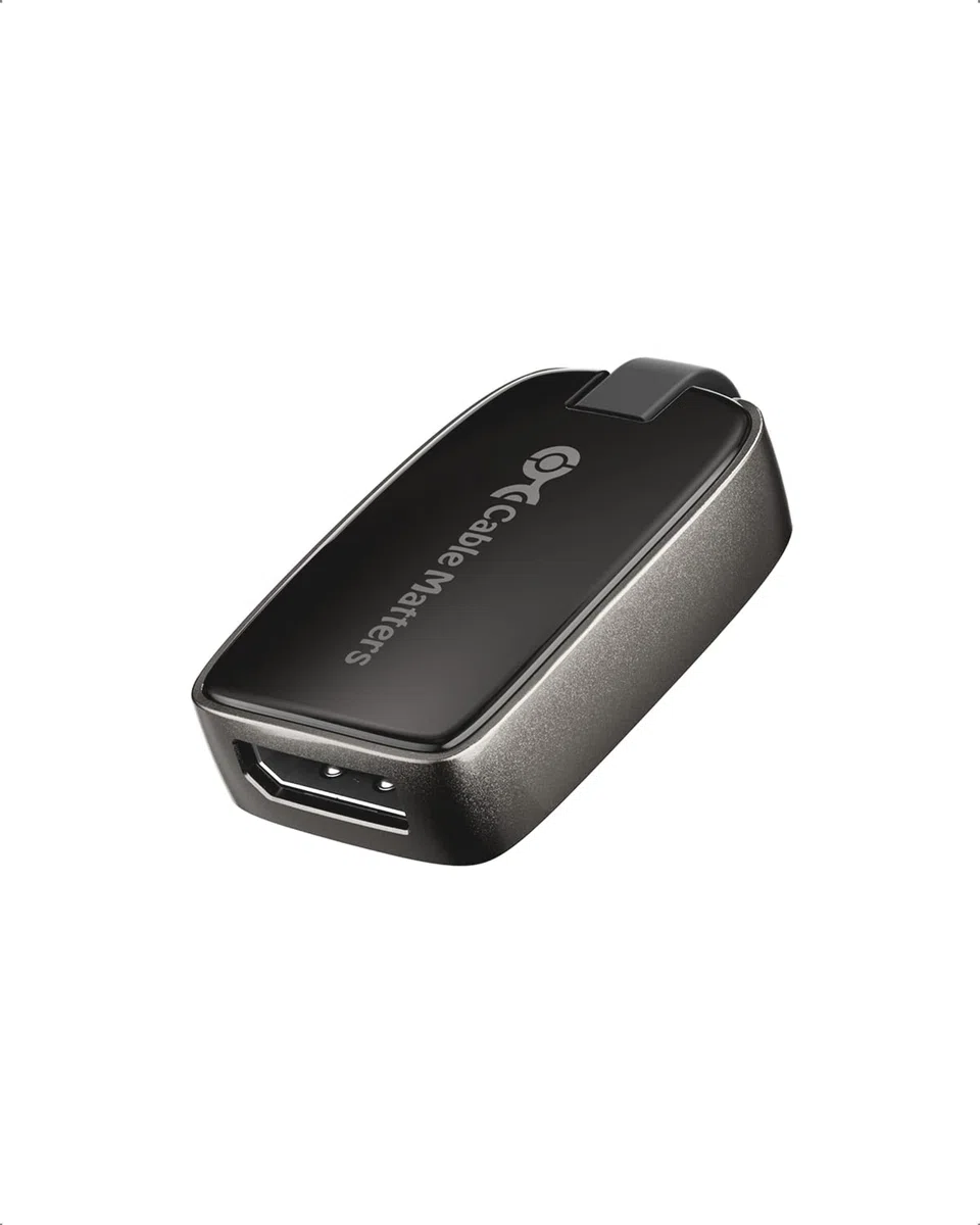 Cable Matters Adaptador Plegable 8K USB C a DisplayPort 1.4, 4K 144Hz / 8K 60Hz con HDR, Adaptador portátil DisplayPort a USB C - Compatible con Thunderbolt 4/USB4, HP Reverb G2 MacBook Pro, DELL XPS
