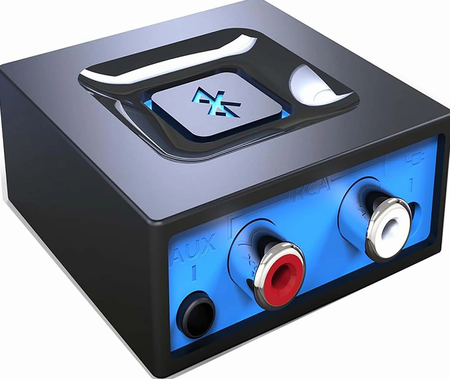 esinkin Receptor de Audio Inalámbrico, Adaptador Bluetooth para PC/Mac/Smartphone/Tablet/Receptores AV/Coche, Salidas 3.5 mm y RCA para Altavoces, Boton de Encendido/Apagado