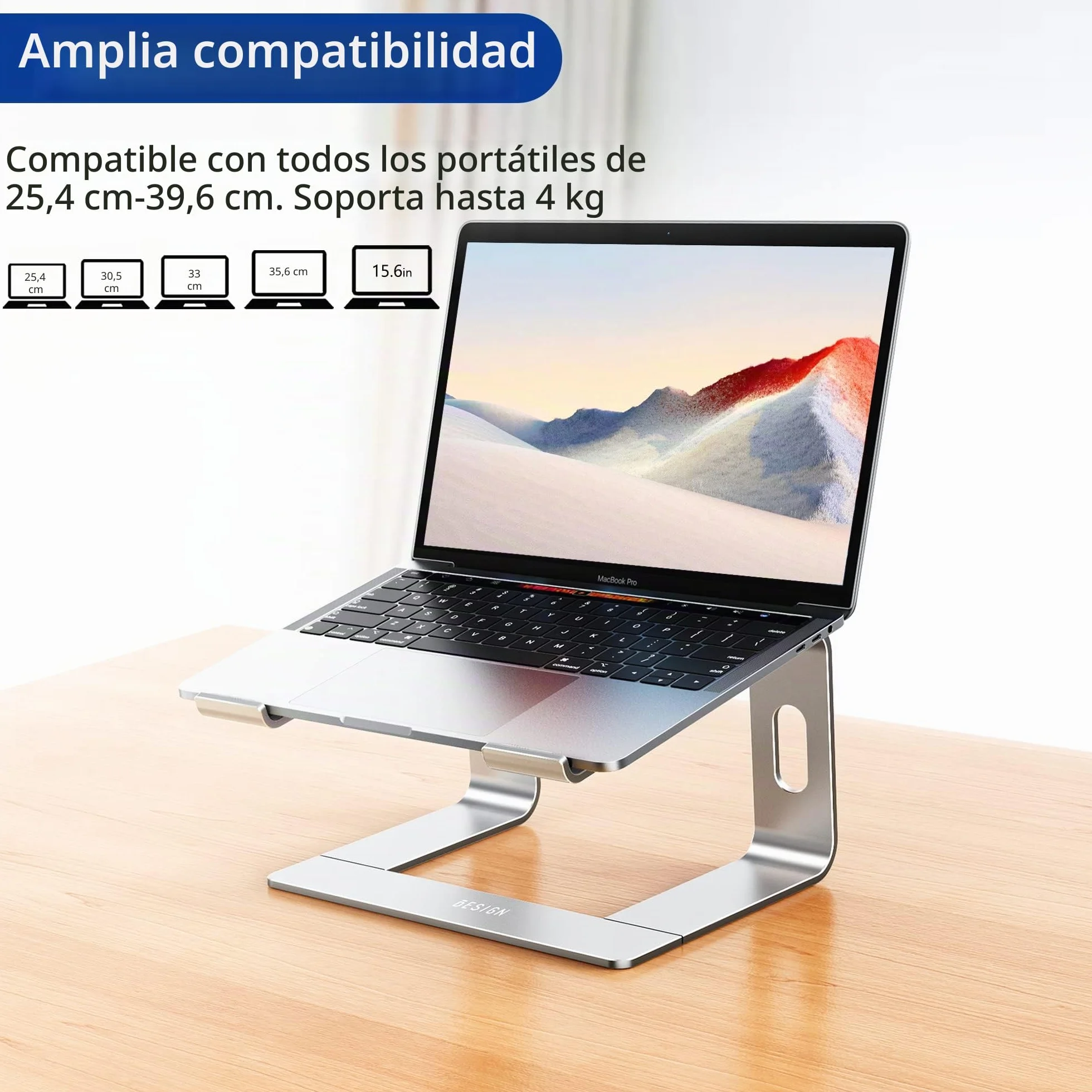 BESIGN LS03S Soporte Portátiles, Soporte de Aluminio Ergonómico para Portátiles Compatible con 10-15,6", Metal Plata