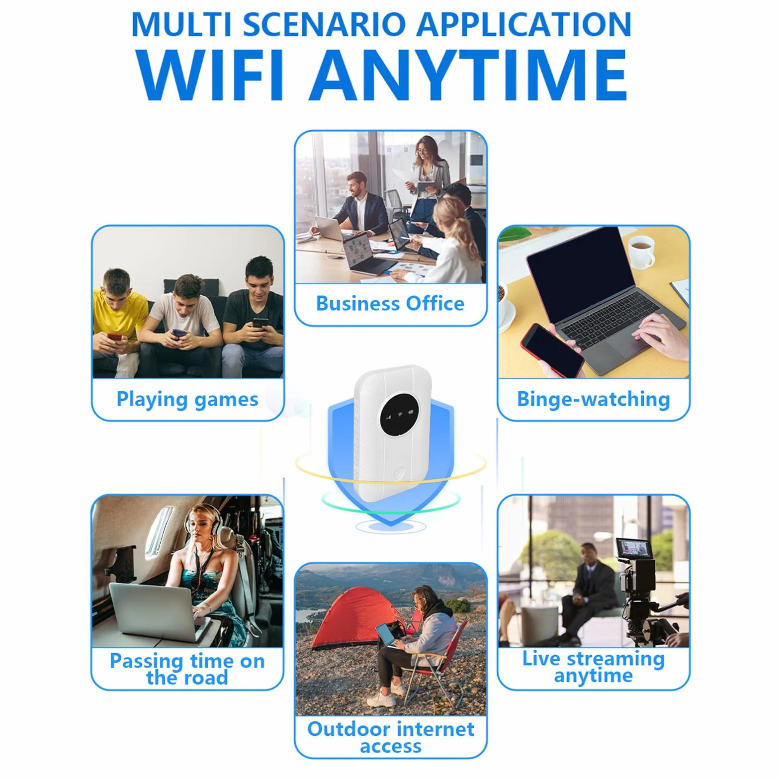 Enrutador Portátil 4G 5G con Ranura de Tarjeta SIM 300Mbps Hotspot Móvil Conecta hasta 10 Dispositivos para Viajes de Negocios Viajeros