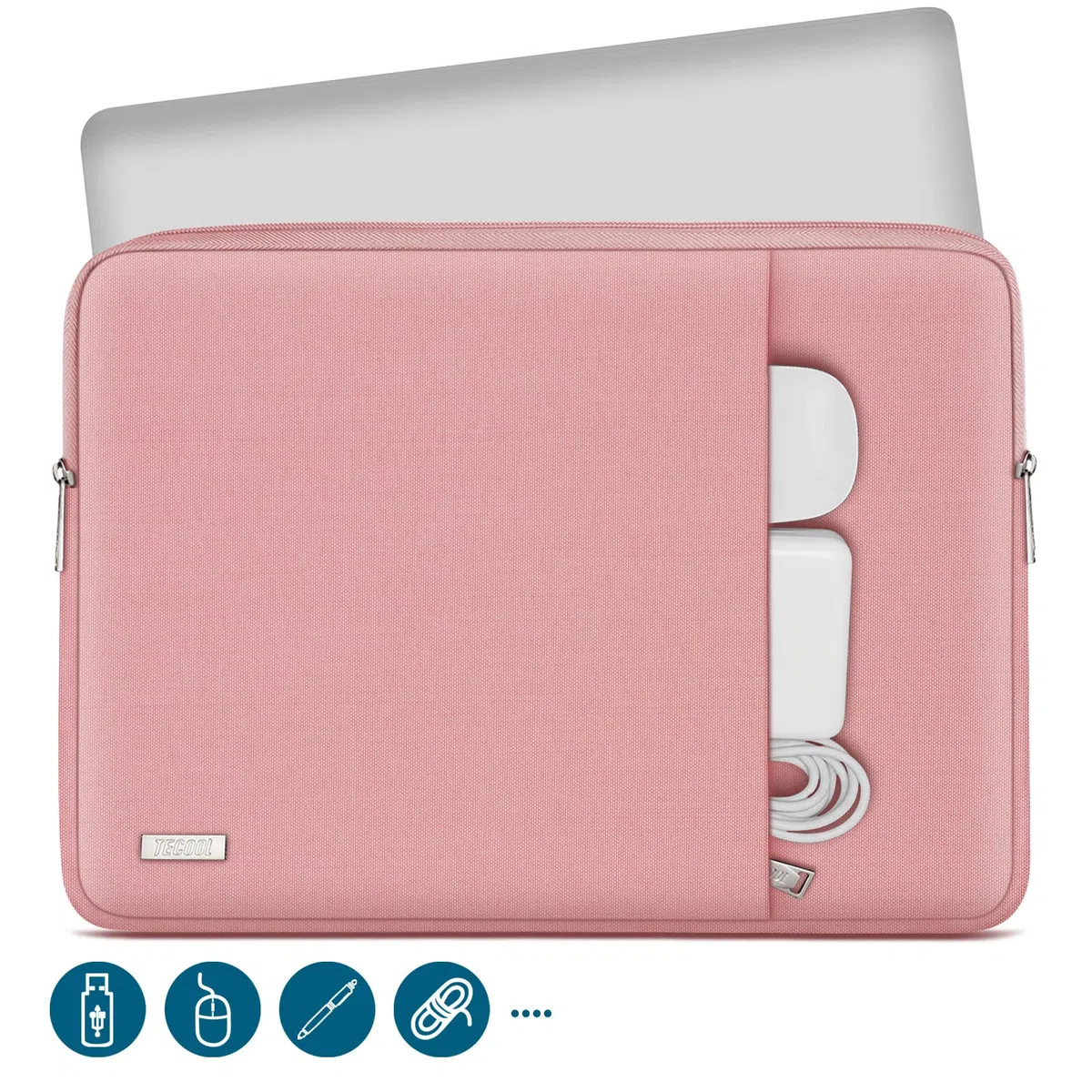 TECOOL 14 Pulgadas Funda Portátil para 14'' Lenovo thinkpad ideapad HP Pavilion Acer DELL Chromebook PC Notebook, Macbook Air 15 M3 M4 2025-2023,Protectora Funda Ordenador Impermeable 14,Rosa