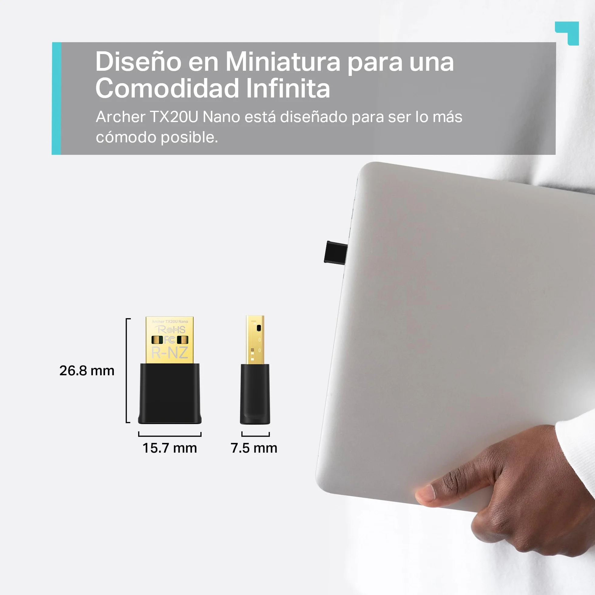TP-Link Archer TX20U Nano| Adaptador USB WiFi6, Banda Dual AX1800, Menor latencia y Red más Segura, Controlador precargado, Solo conéctelo e instálelo, diseño Nano, Negro