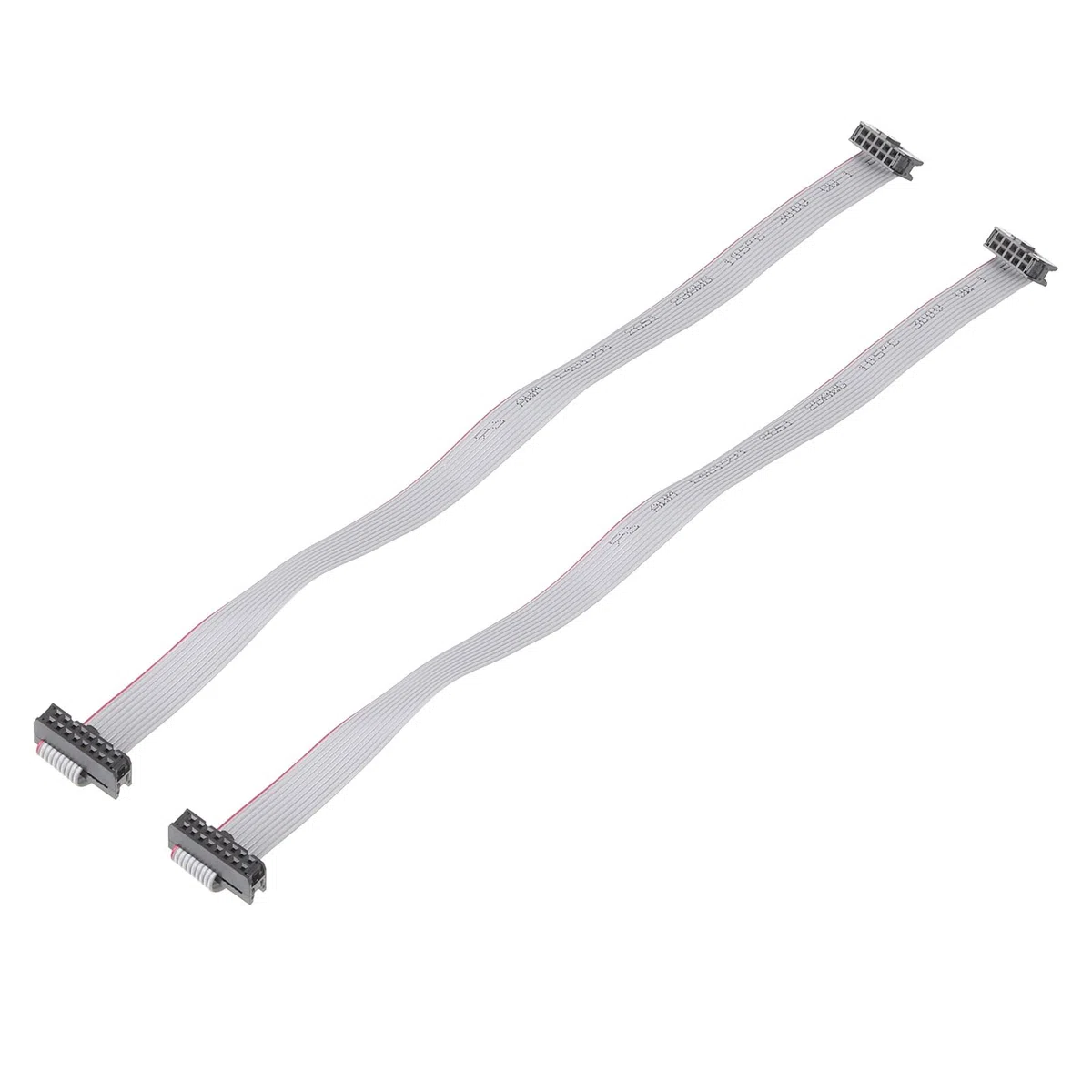 sourcing map 2 cables planos de 2,54 mm de paso IDC de 10 a 16 pines, conector hembra doble, cable plano de 30 cm, color gris