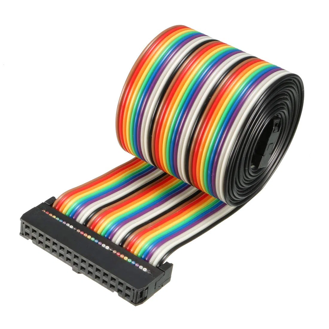 sourcing map Cable Plano Idc 30 Pines Flexible Multicolor Cinta Arco Iris Cable Puente 128cm 2.54mm Pitch,1pcs