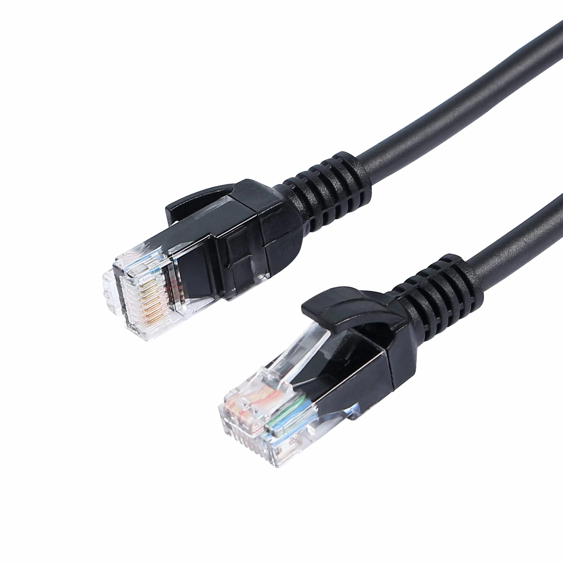 Cat5e Ethernet cable en espiral retráctil RJ45 red LAN cable en espiral para los ordenadores portátiles, de escritorio, routers, decodificadores -Extensible a 2,5M