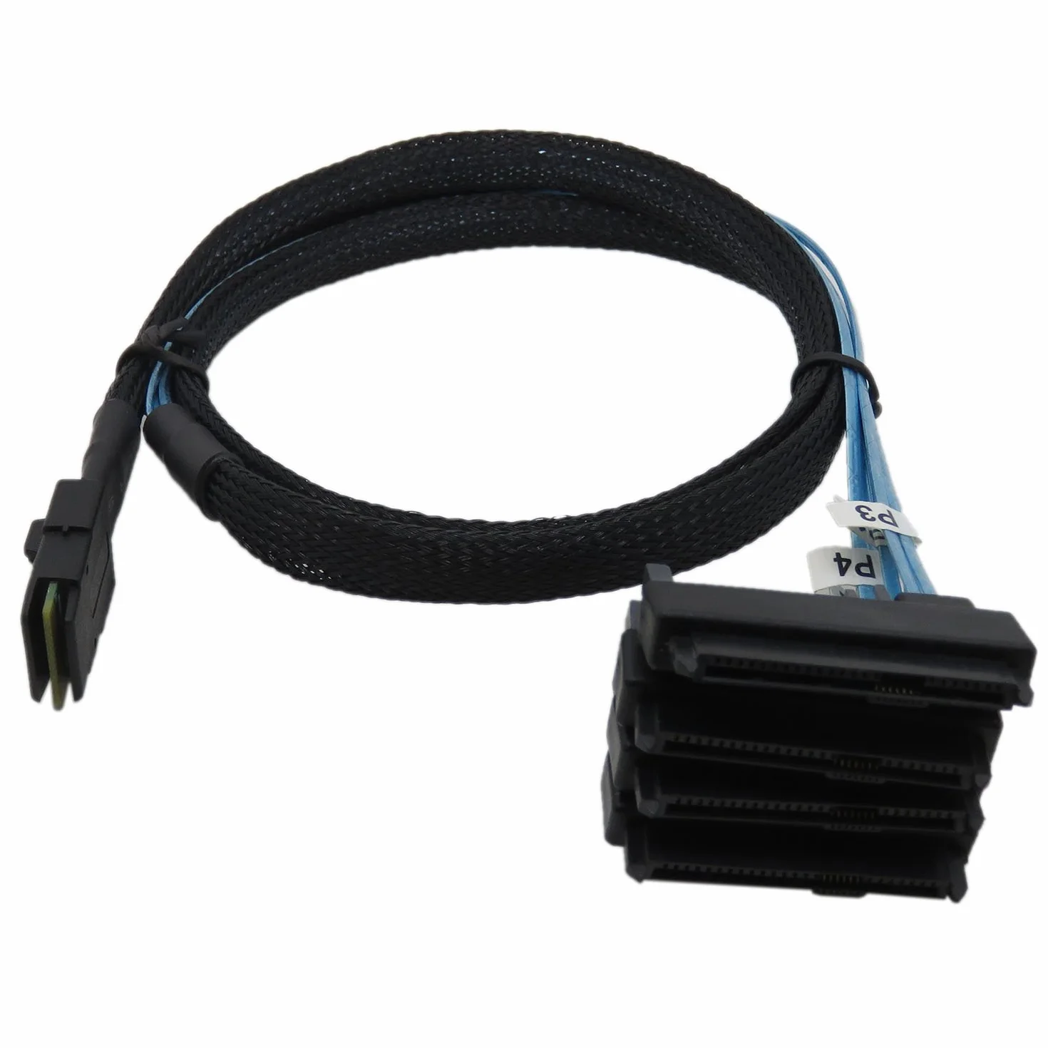 YIWENTEC Mini SAS 36 SFF-8087 to (4) SFF-8482 Connectors with SATA Power (1M, 1M)
