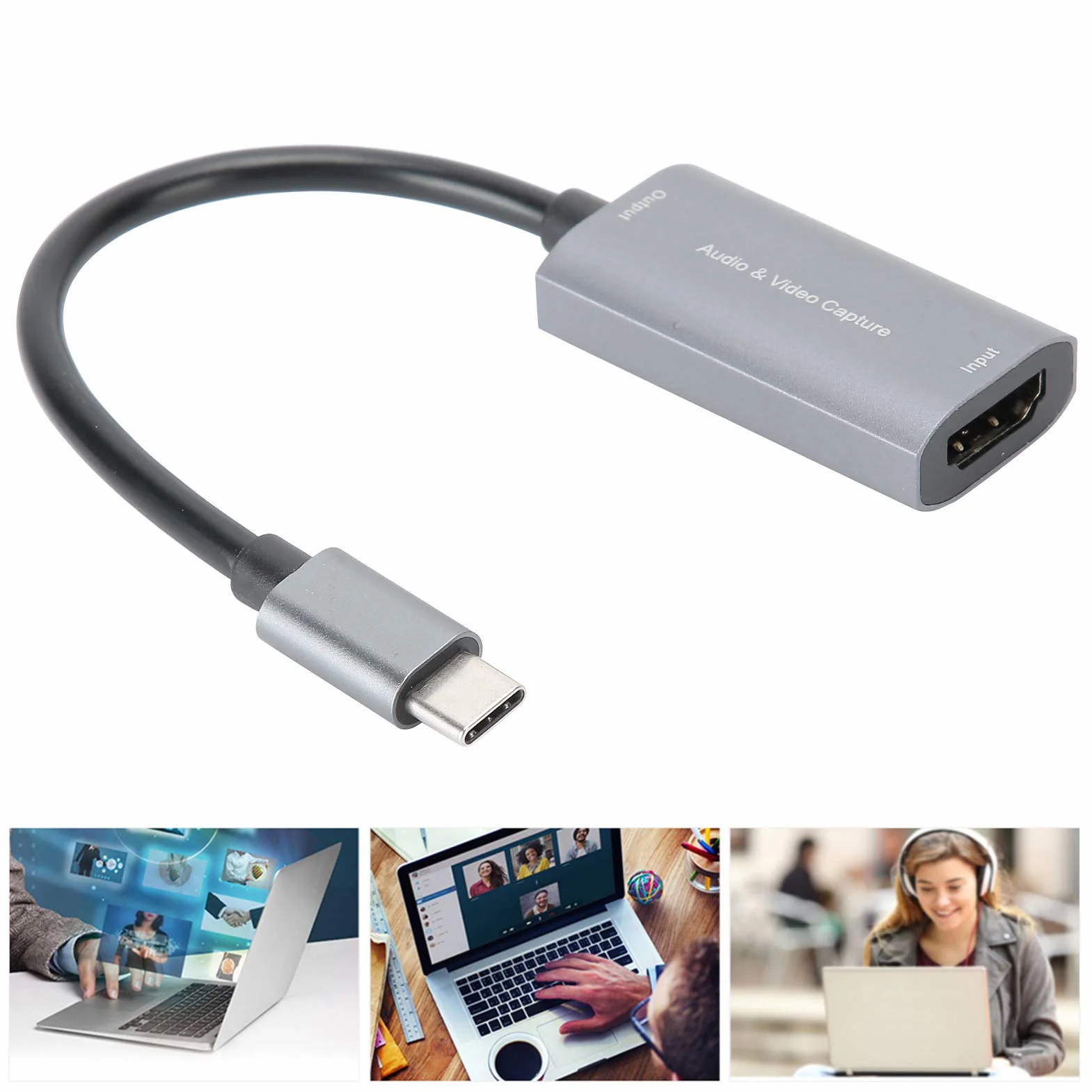 Tarjeta de Captura de Video USB C HDMI a USB C 4K 1080P, Game Live Silver Grey Free Drive Z29A, Tarjeta de Captura de Video para teléfonos móviles, Consolas de Juegos, decodificadores, cámaras