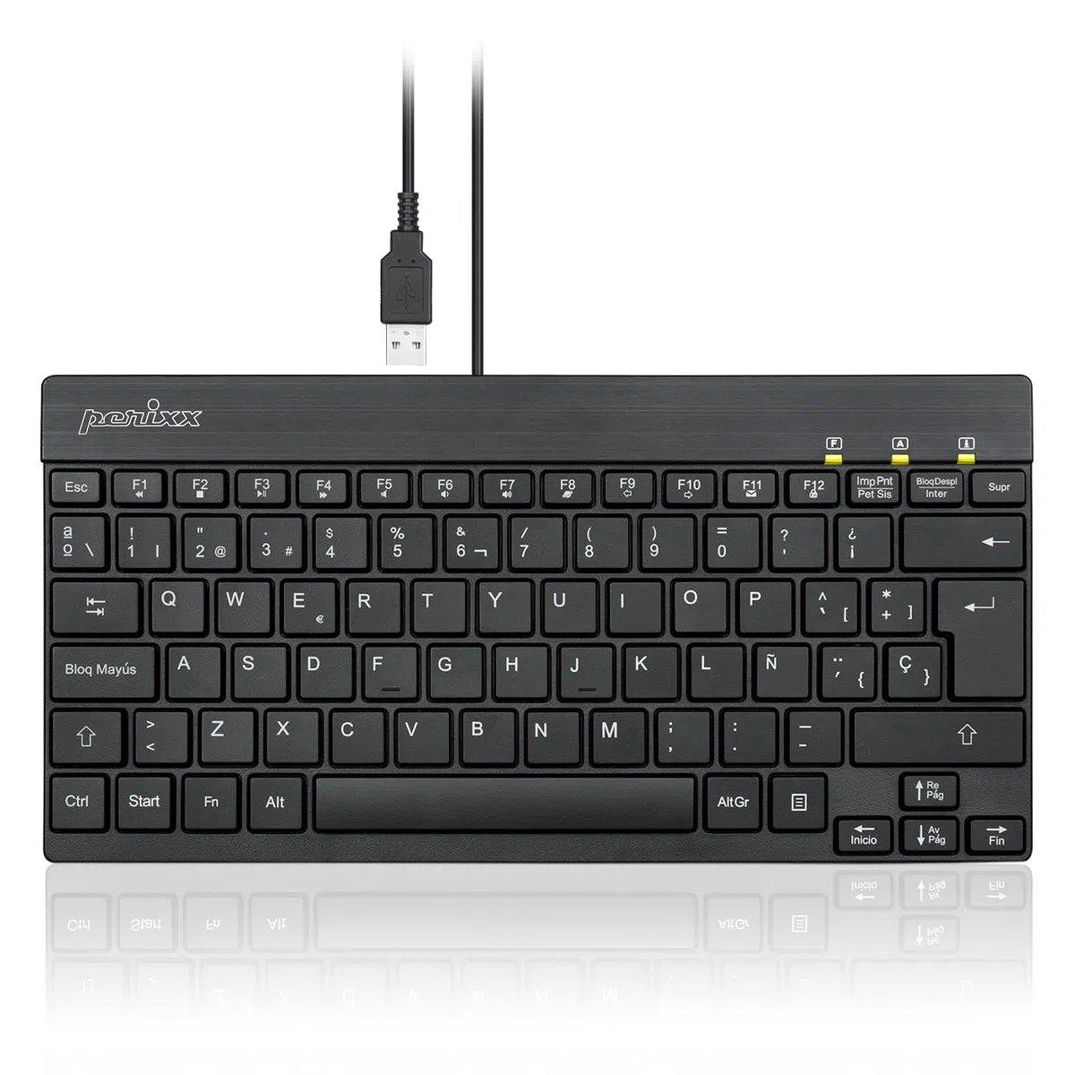 Perixx PERIBOARD-426 Mini Teclado de Perfil bajo con Cable USB, Negro, Layout Español