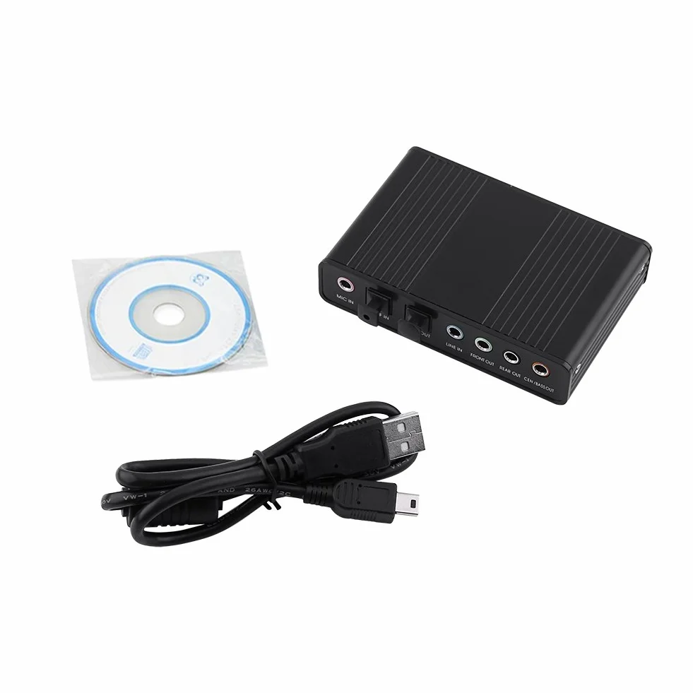 Tarjeta de Sonido Externa USB 2.0 Adaptador de Sonido Envolvente 5.1 de 6 Canales, con Salida de Audio Digital S/PDIF, para PC