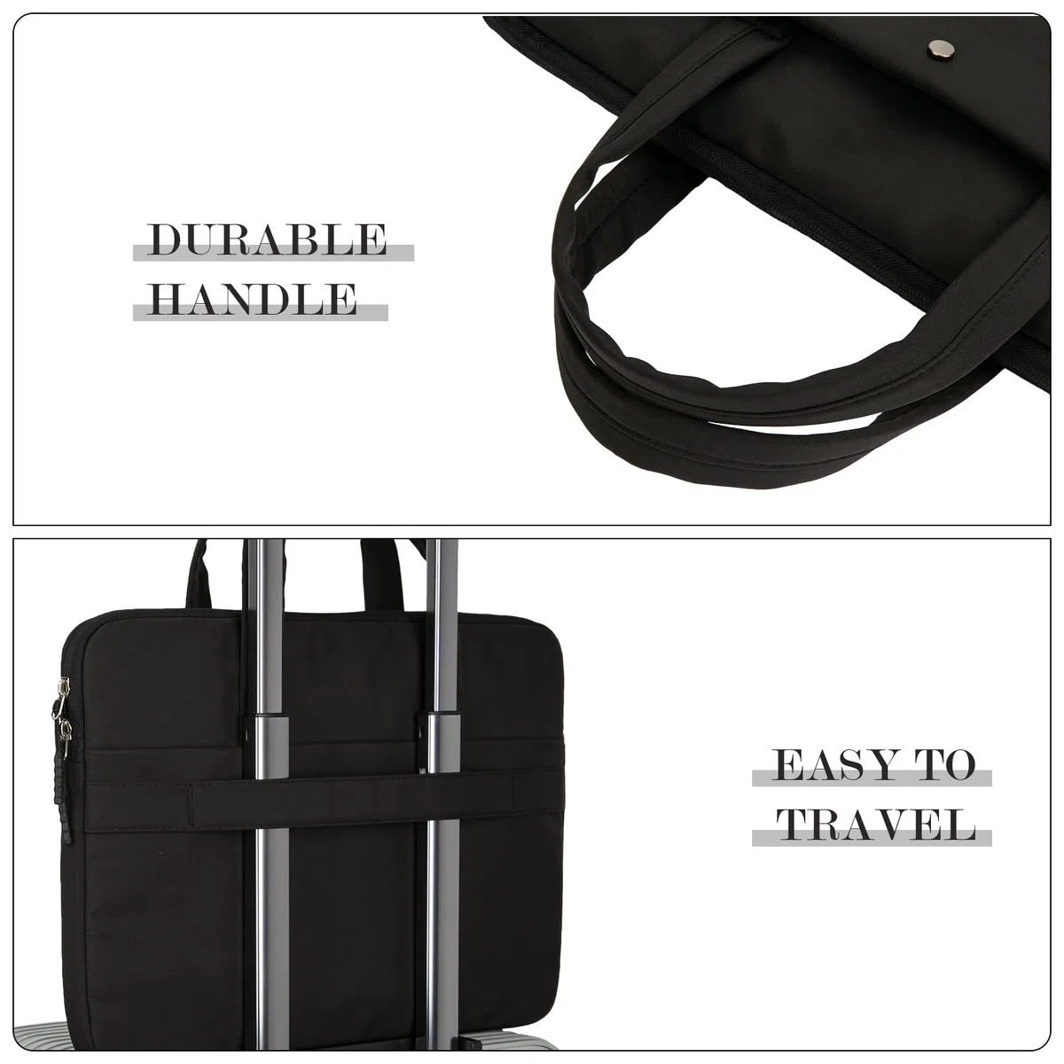 Funda Portatil 13 Pulgadas Bolsa Ordenador para MacBook Air Pro M2 M1 13" Chromebook Notebook 13,3", Sleeve PC Acolchada de Poliéster Impermeable Protector Laptop Fina con Asa Bolsillo, Negro