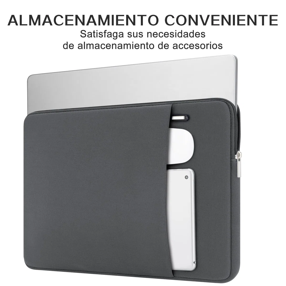 RAINYEAR Funda para Portátil con Bolsa de Accesorios de Bolsillo Compatible con Notebook Chromebook de 13,3 Pulgadas, Macbook Air Pro de 13 Pulgadas A1369 A1466 A1278(Gris,Versión Mejorada)
