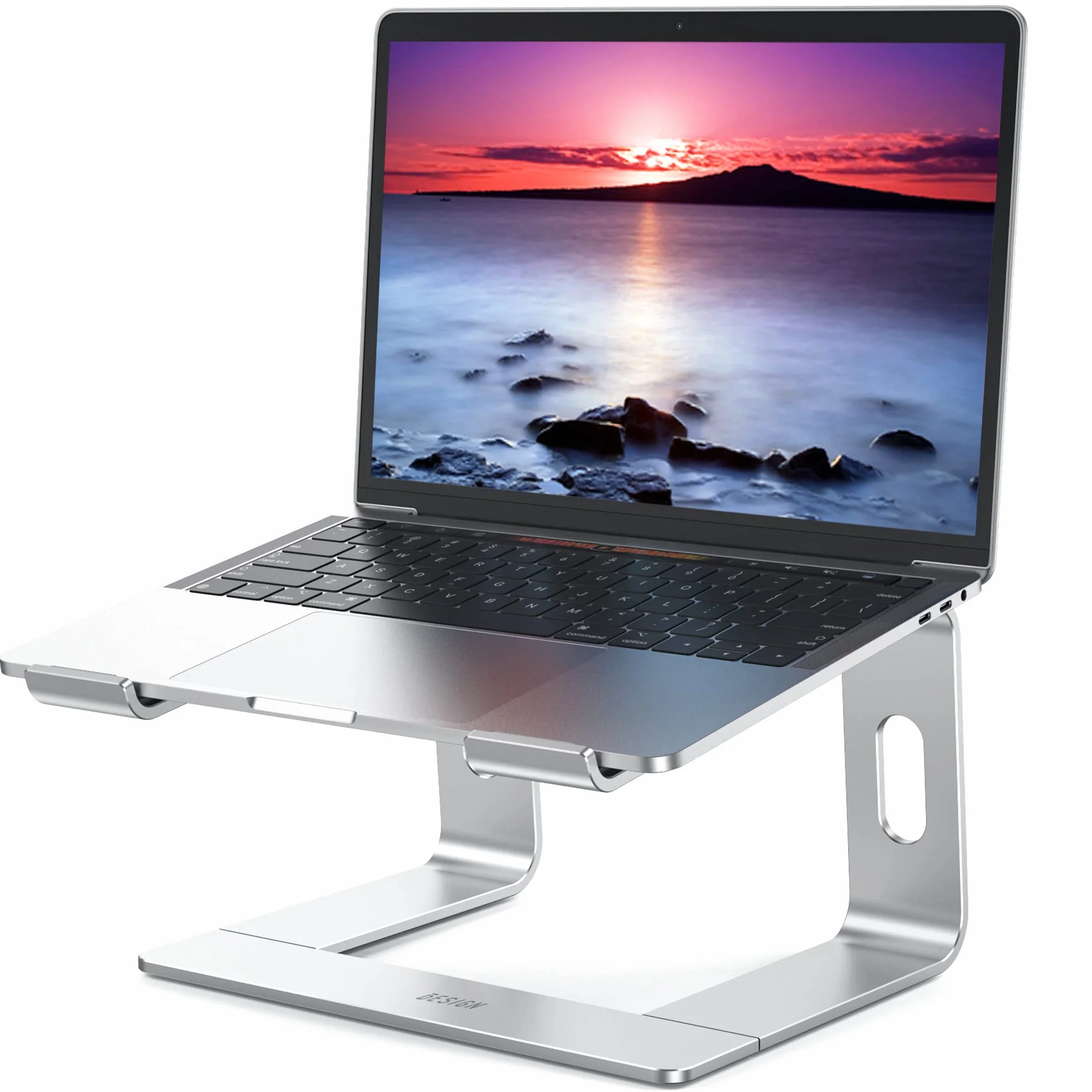 BESIGN LS03S Soporte Portátiles, Soporte de Aluminio Ergonómico para Portátiles Compatible con 10-15,6", Metal Plata