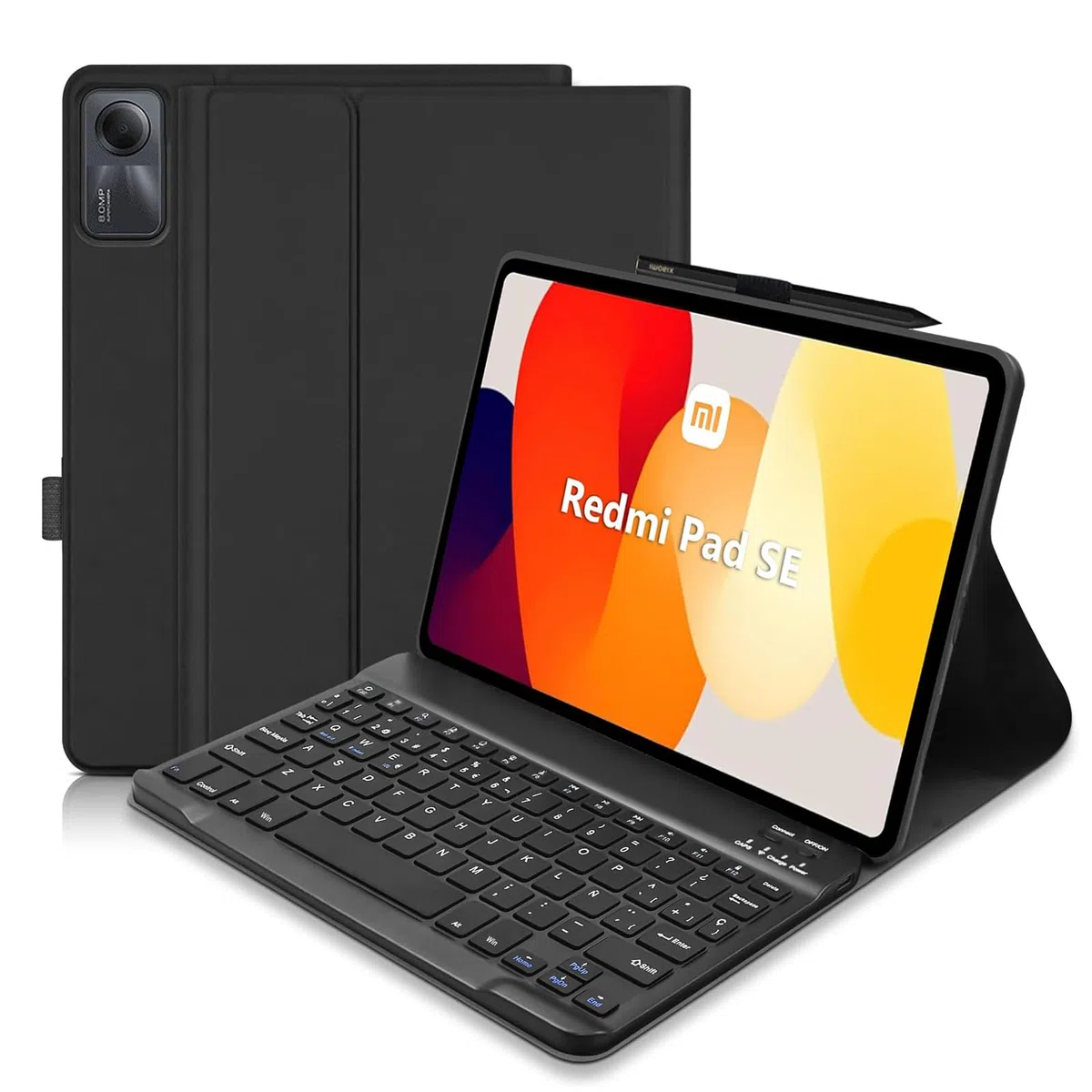 Funda Teclado para Xiaomi Redmi Pad SE 11 Pulgadas, Español Ñ Bluetooth Magnético, Smart Funda con Teclado QWERTY para Xiaomi Redmi Pad SE 11 Pulgadas 2023, Negro
