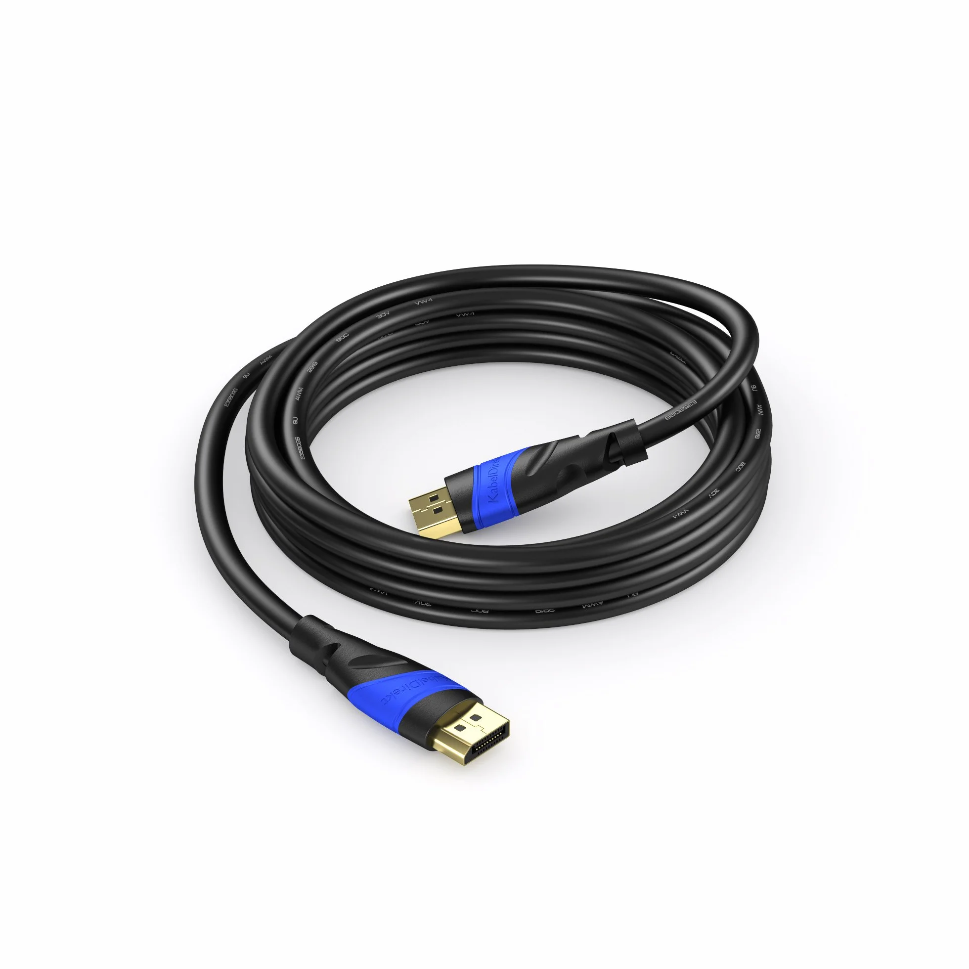 KabelDirekt – Cable DisplayPort 4K/60Hz – 10 m – inmunidad contra interferencias gracias a su múltiple blindaje (cable DP para PC y monitores de juego 4K de alta resolución, sin parpadeos a 60Hz)
