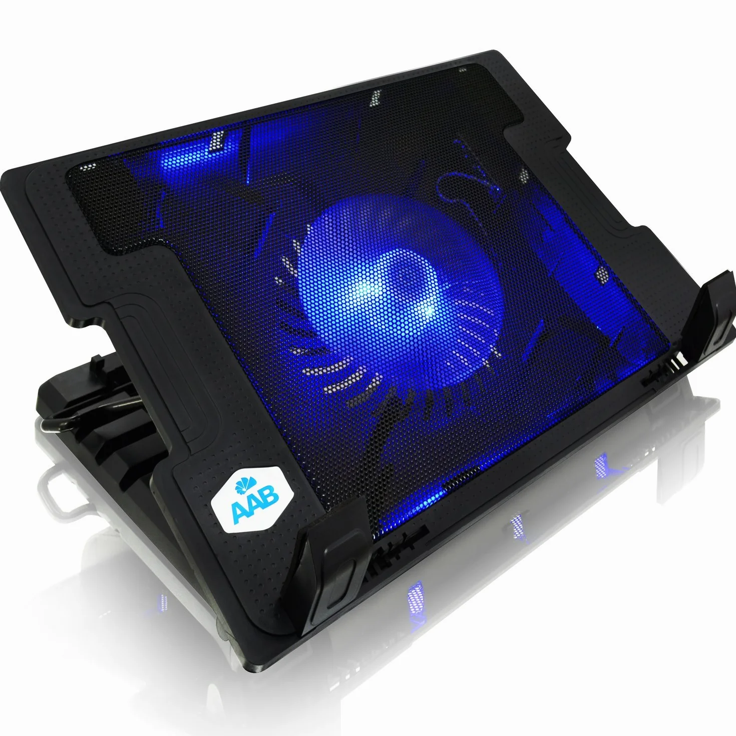 AAB Cooling NC20 - Cooler Bases de Refrigeración Estable Construcción con 1 Ventiladore, con Regulación del Ángulo de Inclinación, y Retroiluminación Azul, Base de Portatil