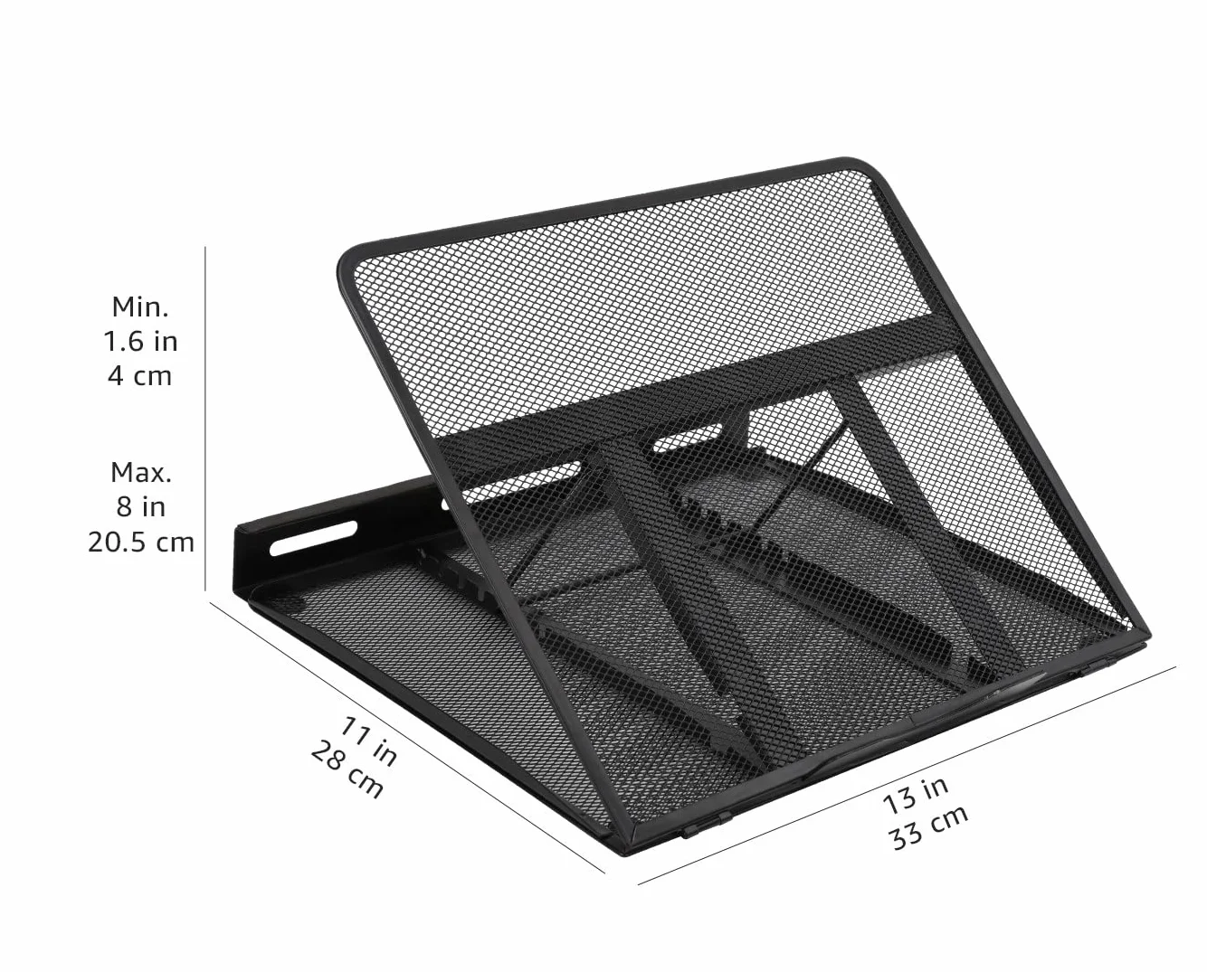 Amazon Basics Soporte Ergonómico Ventilado para Laptop, Ajustable en 7 Niveles, Malla de Acero para Enfriamiento, para Visualización y Tipeo Básico, Compatible con Laptops de 10 a 17,3 Pulgadas, Negro