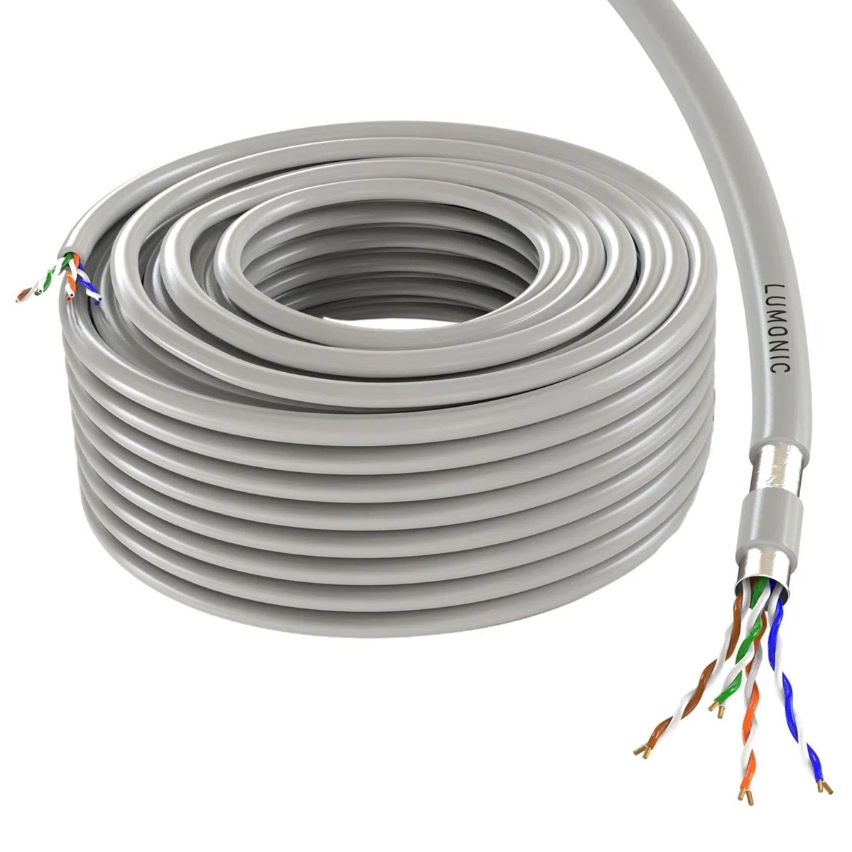 Lumonic LAN Cable de red 50m | LAN Cable CAT5e F/UTP | Cable de conexión 4x 2x AWG26/7 (varado) | 100MHz Gigabit Ethernet