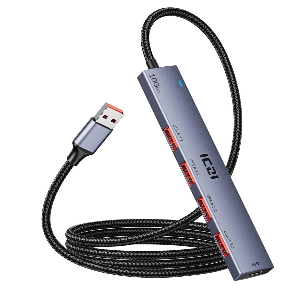 ICZI Hub USB 3.2 - Distribuidor de 4 Puertos 10 Gbps, Compatible con Mac Mini, iMac, portátiles y Ordenadores