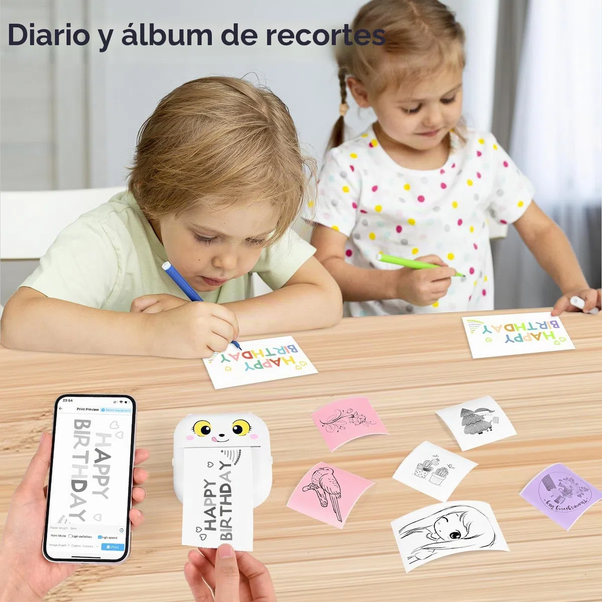 Mini Impresora para Movil, Mini Impresora Termica Fotográficas, Impresora Portátil Bluetooth, Impresora Ninos Pegatinas, Impresora Fotos, Impresora Termica Portatil Ninos
