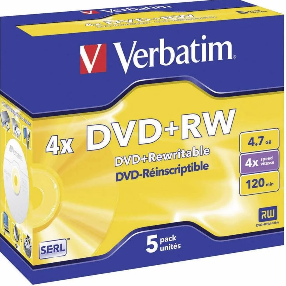 DVD+RW 4.7GB 4X Pack 5 UND Advanced SERL VERBATIM (43229)