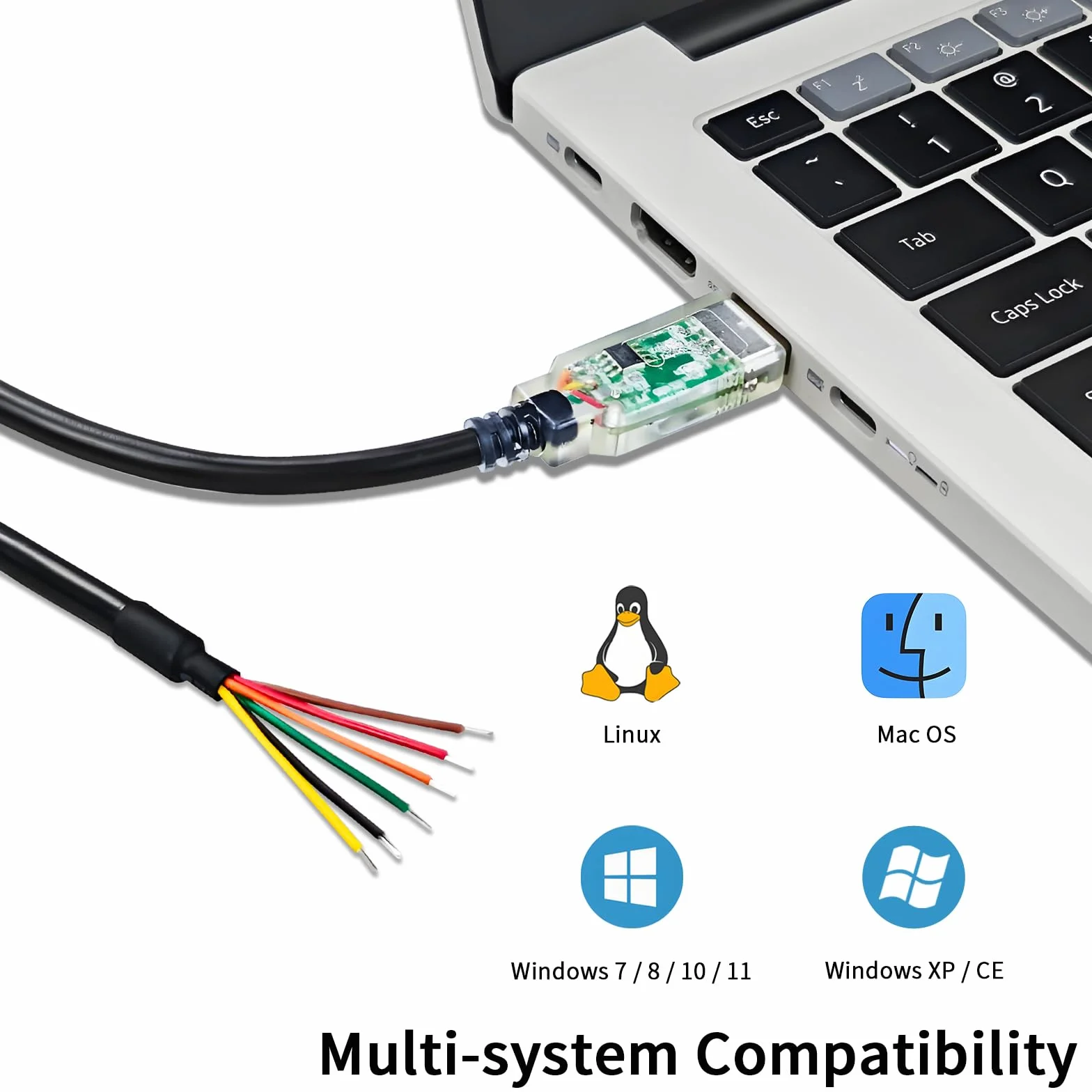 Cable USB-RS485-WE-1800-BT, convertidor adaptador de cable serie USB a RS485 con chip FT232RQ (1,8 m)