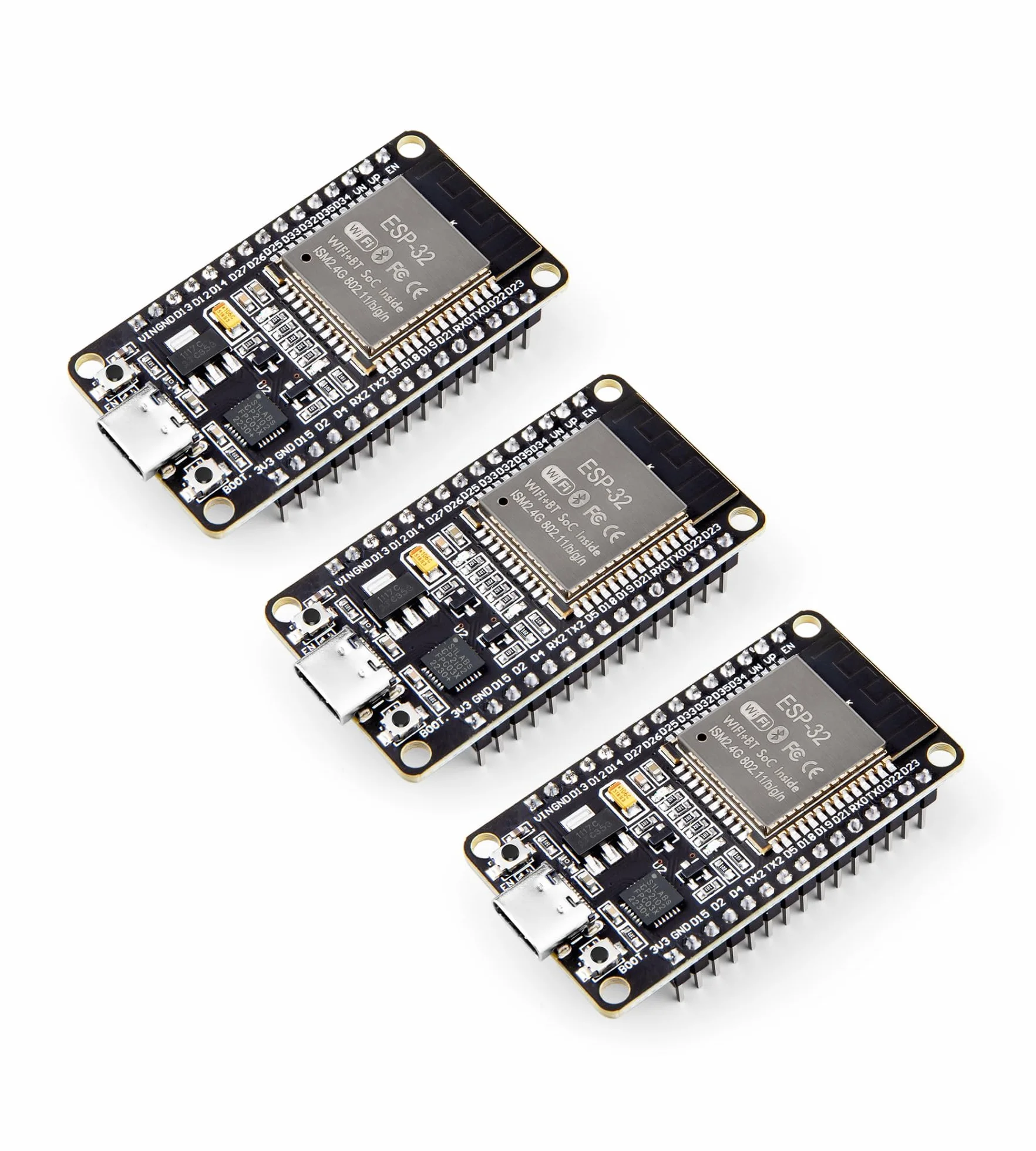 ELEGOO 3PCS Placa de Desarrollo ESP32 Type C-USB, Microcontrolador de Doble Núcleo WiFi+Bluetooth de Modo Dual a 2.4 GHz para Arduino IDE, MicroPython, NodeMCU, Compatible con Ap/STA/Ap+STA