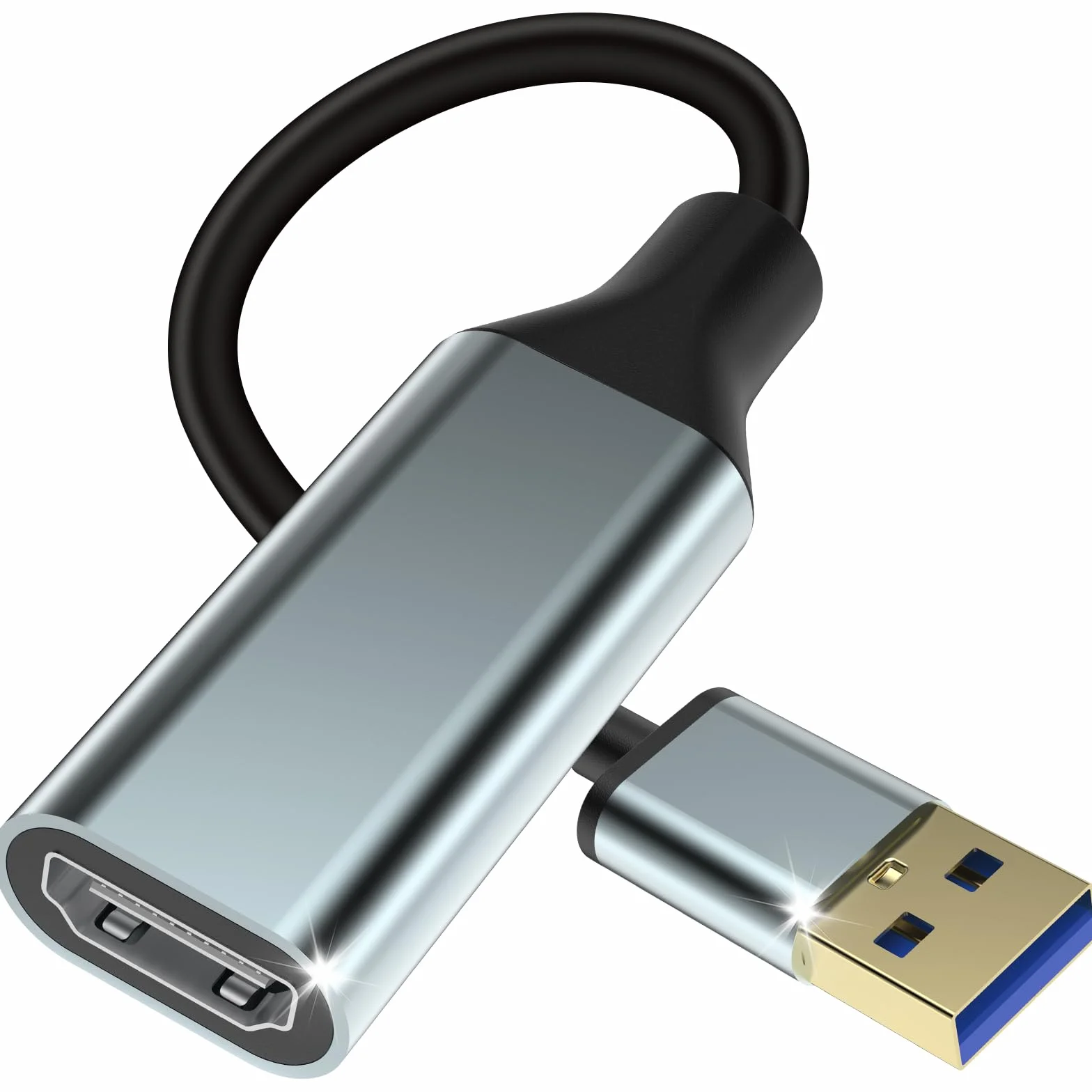 Adaptador USB a HDMI para monitor, convertidor HDMI 1080P, cable de salida para computadora, laptop, escritorio con múltiples ventanas 11/10/8.1/8/7, Mac (USB a HDMI gris)