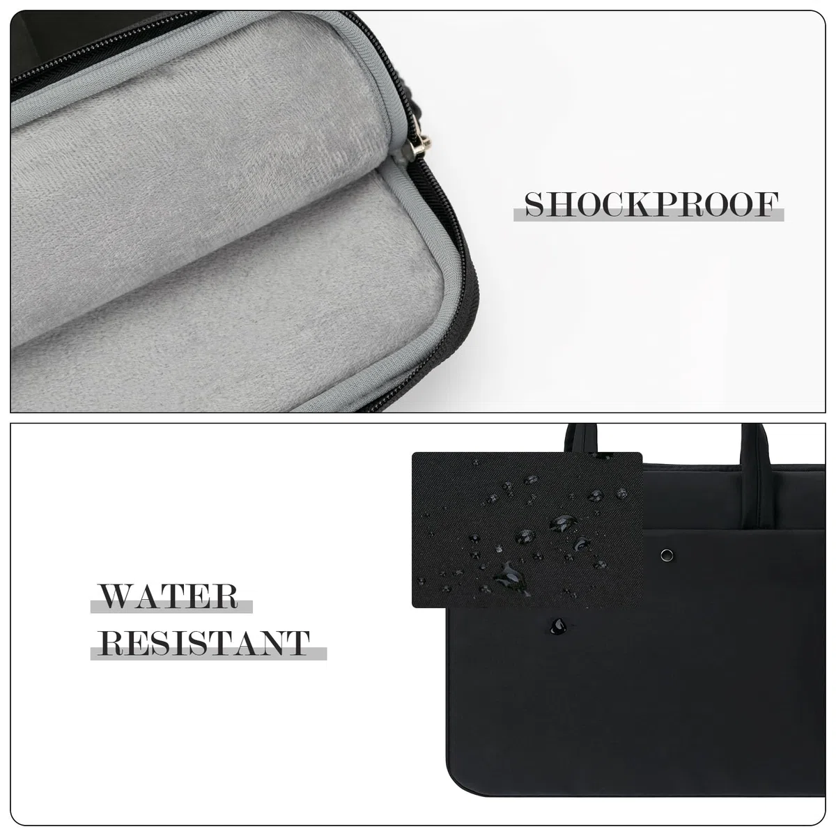 Funda Portatil 13 Pulgadas Bolsa Ordenador para MacBook Air Pro M2 M1 13" Chromebook Notebook 13,3", Sleeve PC Acolchada de Poliéster Impermeable Protector Laptop Fina con Asa Bolsillo, Negro