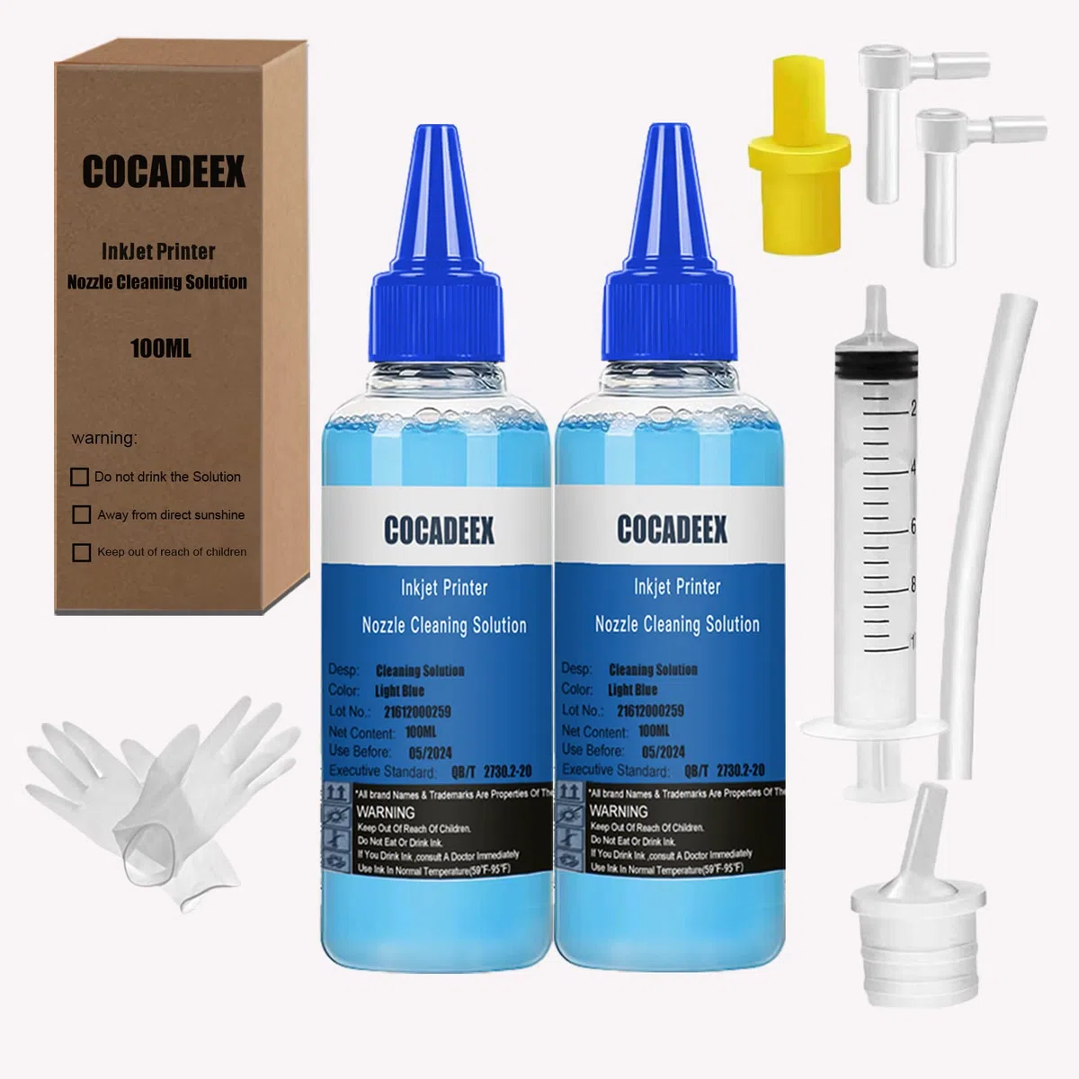 Kit de limpiador de cabezales de impresión compatible con impresoras Epson, Canon, HP, Brother y Lexmark, 200 ml de líquido de limpieza de boquillas de impresión (2)