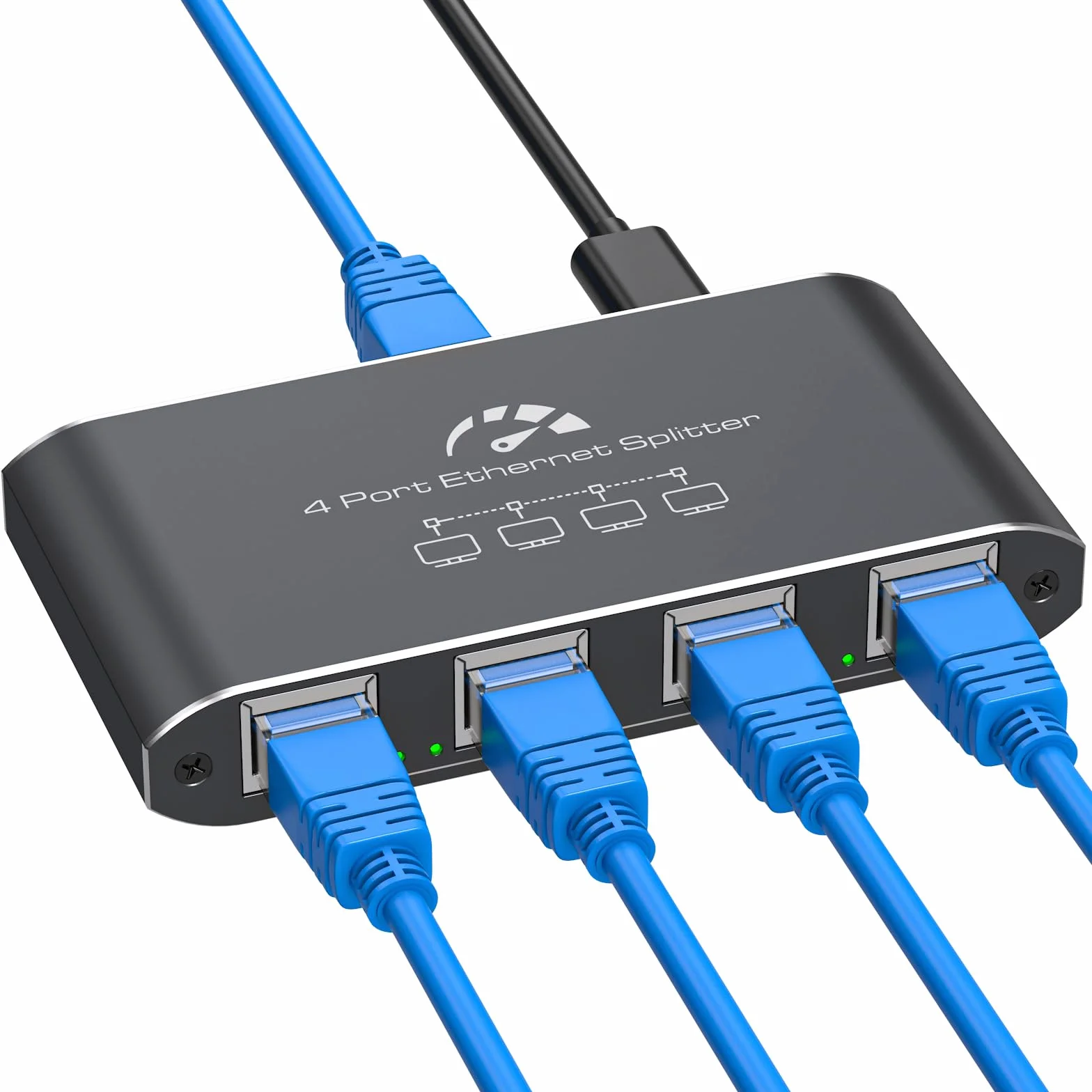 VEDINDUST Switch Ethernet 1 a 4 Puertos 1000Mbps Ethernet Splitter, RJ45 Hub Network LAN Gigabit Ethernet Duplicador con Cable de USB C, para Ordenador, Router, TV