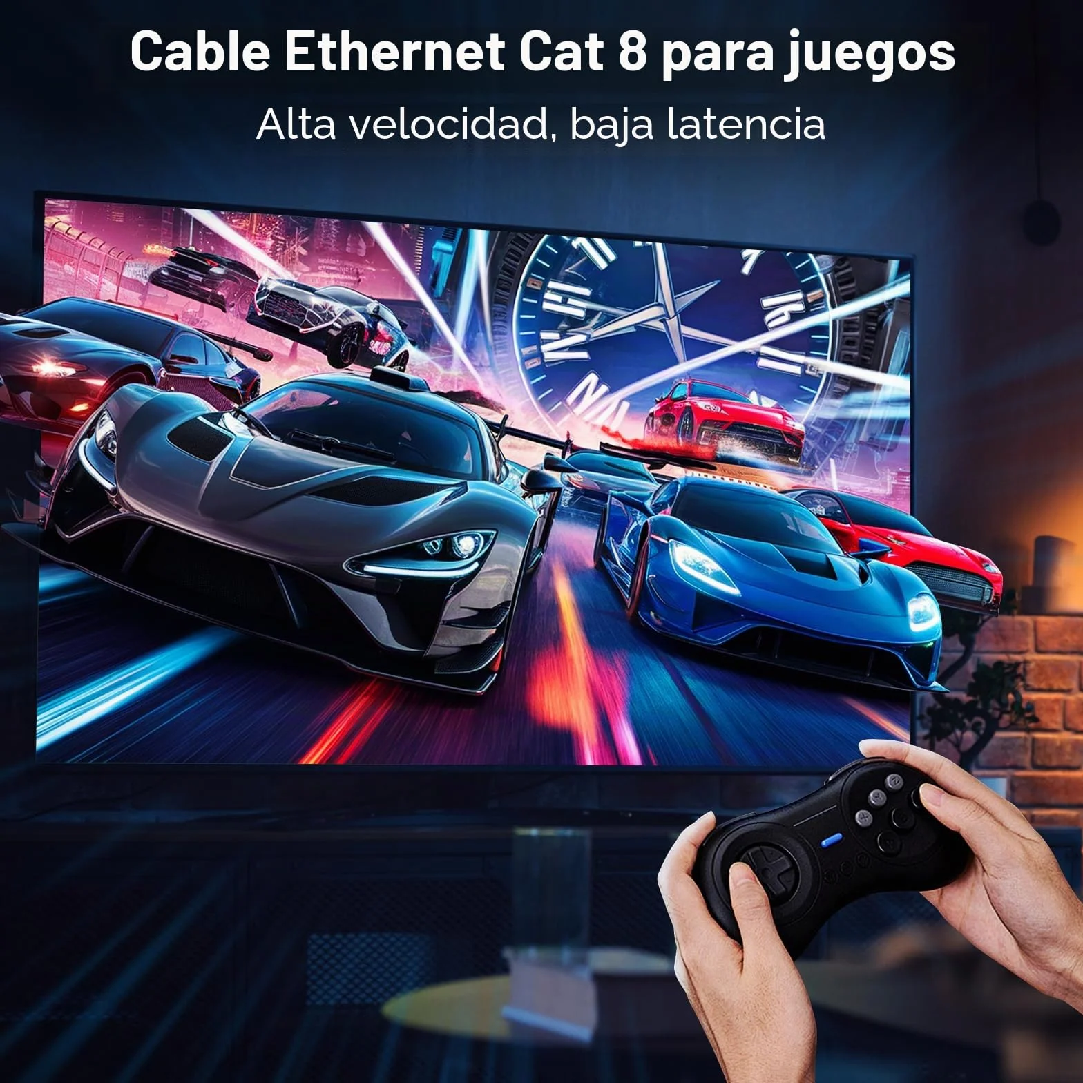 Cable Ethernet Cat 8 5 Metros, Cable de Red Cat 8, Cable Internet RJ45, Cable LAN Alta Velocidad 40Gbps 2000MHz, Ethernet Cable Trenzado Compatible Cat 7 Router Modem WIFI