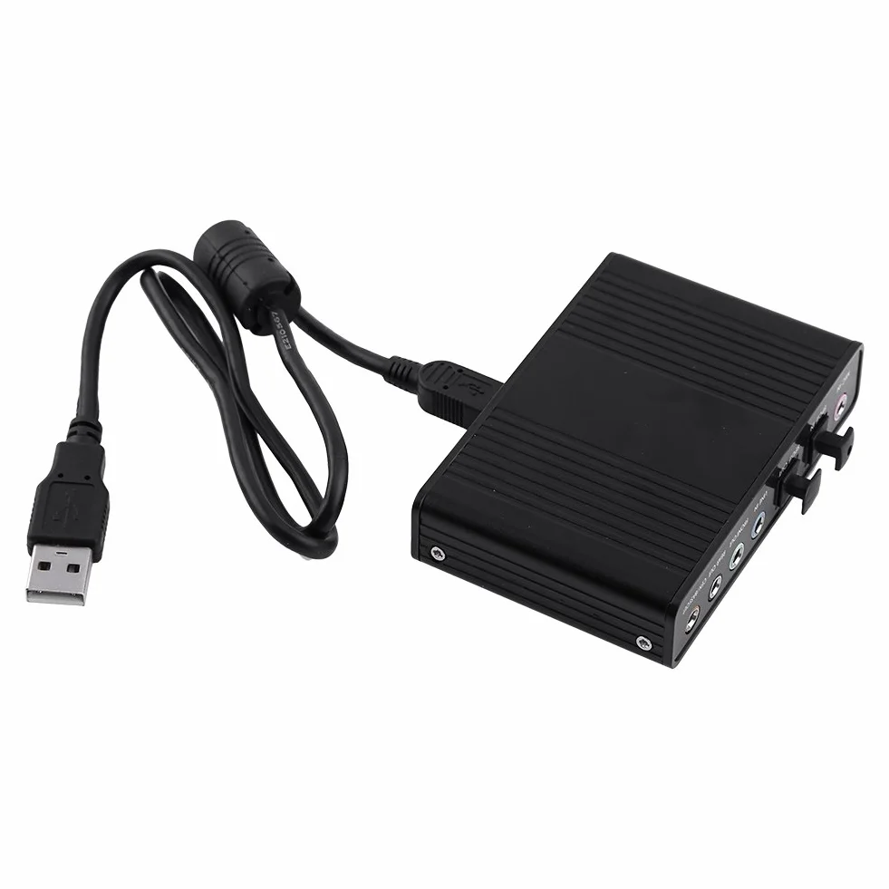 Tarjeta de Sonido Externa USB 2.0 Adaptador de Sonido Envolvente 5.1 de 6 Canales, con Salida de Audio Digital S/PDIF, para PC
