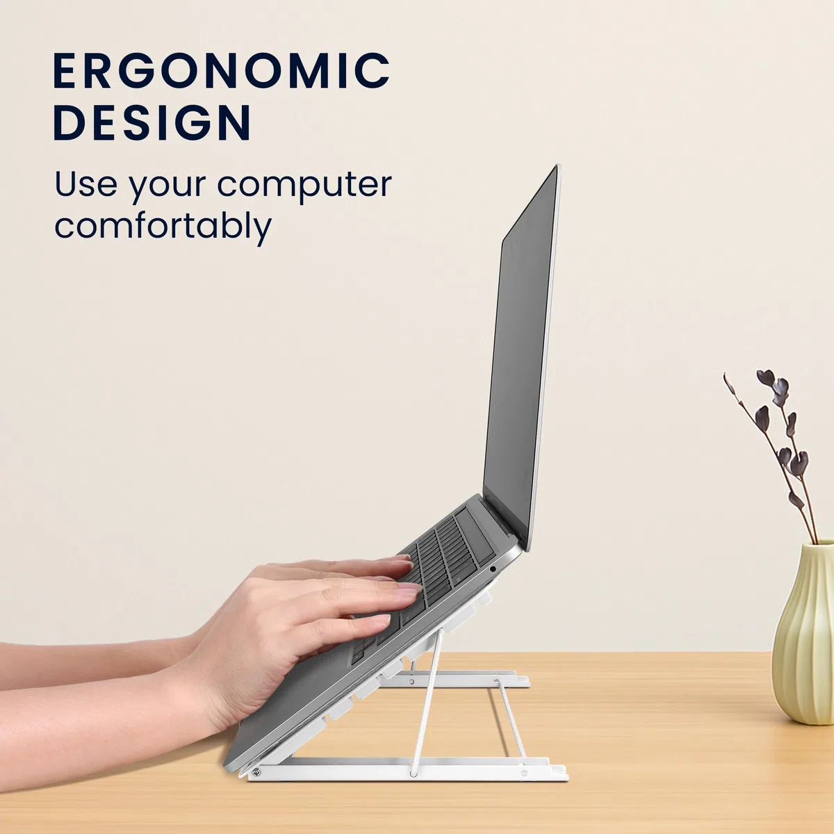kwmobile Soporte Portatil Mesa 11 a 15,6" - Soporte Ordenador Portátil para Escritorio con 6 Alturas y Ventilación - Laptop Stand para Trabajar Estudiar y Gaming - Base Portatil Plegable
