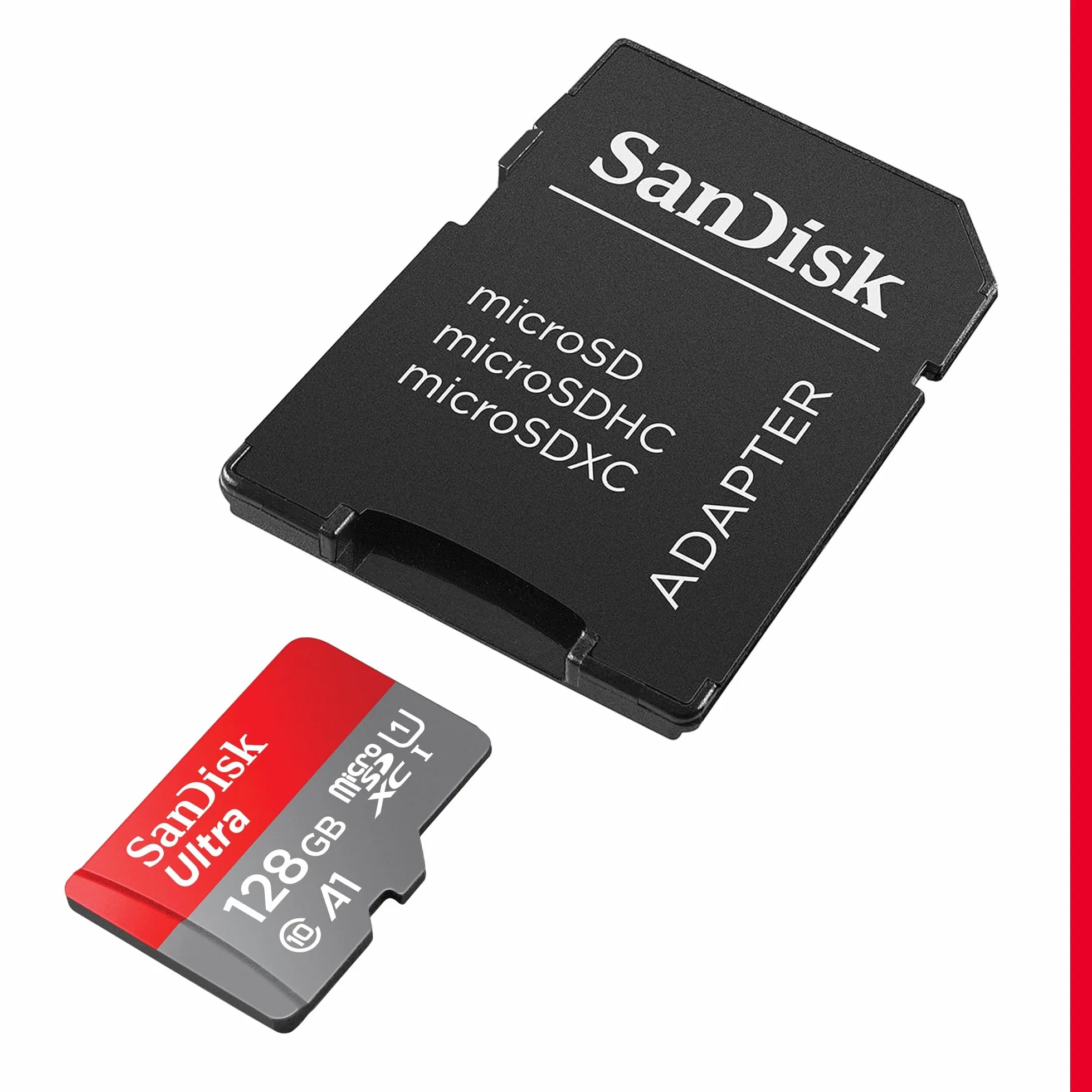 SanDisk 128GB Ultra, Tarjeta de memoria microSDXC, hasta 140 MB/s + adaptador SD, con Clase A1 de rendimiento de las aplicaciones, UHS-I Class 10 U1
