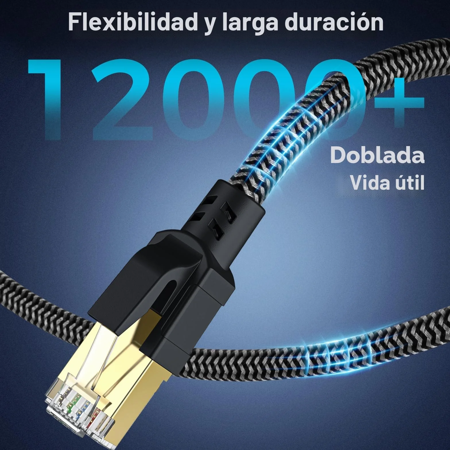 Cable Ethernet Cat 8 5 Metros, Cable de Red Cat 8, Cable Internet RJ45, Cable LAN Alta Velocidad 40Gbps 2000MHz, Ethernet Cable Trenzado Compatible Cat 7 Router Modem WIFI
