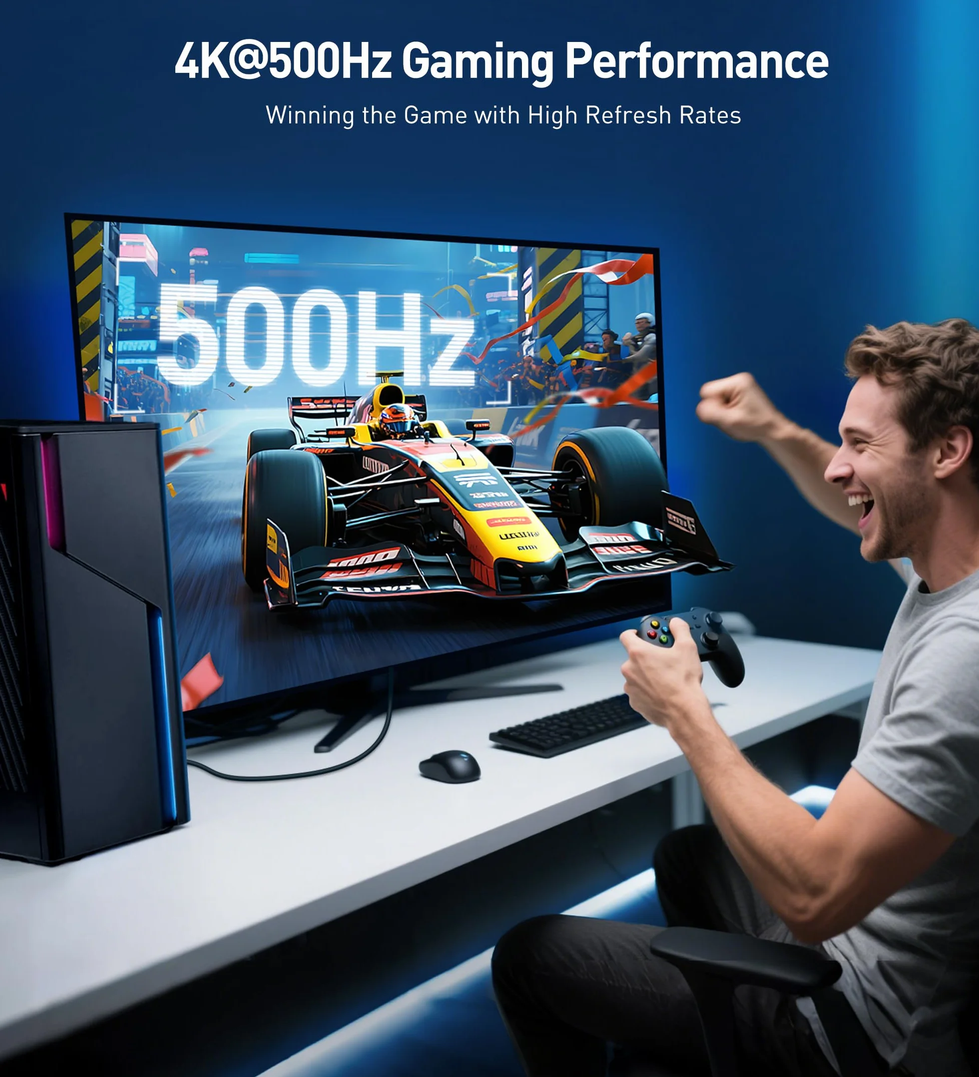 Cable Matters VESA Certified 54Gbps DisplayPort 2.1 Cable 3m, DP54 Cable con, 8K 165Hz, 4K 500Hz en Negro con FreeSync, G-SYNC y HDR para Gaming Monitor, PC, RTX 4080/4090, RX 7900