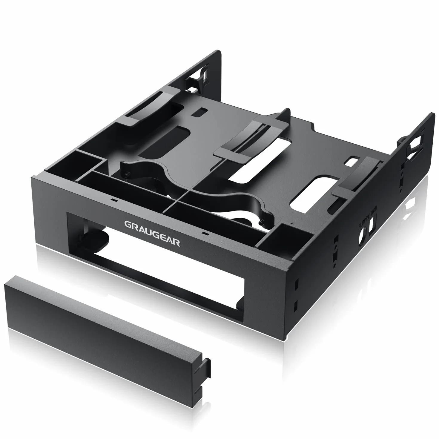 GRAUGEAR Marco de montaje para 2 unidades HDD/SSD de 2,5 pulgadas y 1 unidad de disco duro de 3,5 pulgadas en bahía de 5,25 pulgadas, panel frontal de 5,25 pulgadas, G-CV-235T525