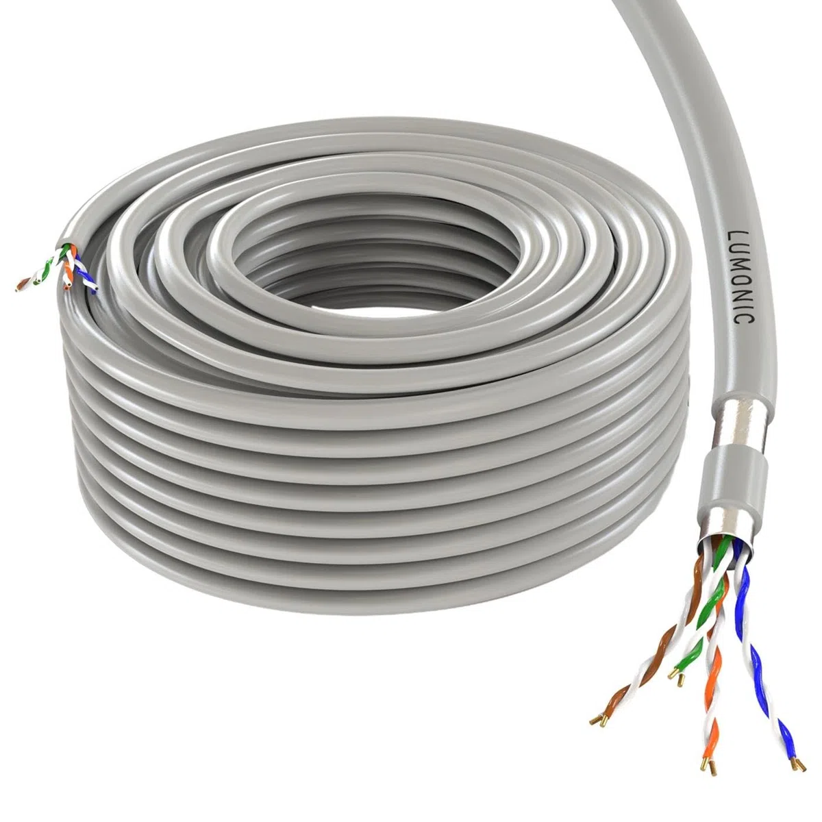 Lumonic LAN Cable de Red 50m | LAN Cable CAT5e F/UTP | Cable de Instalación 4X 2X AWG26/1 (solidr) | 100MHz Gigabit Ethernet