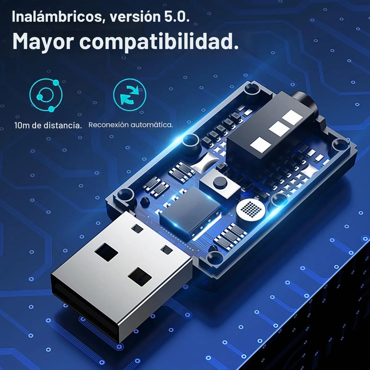 Adaptador Bluetooth USB para TV, transmisor Receptor Bluetooth 5.0, Emisor de Audio portátil con Jack 3,5 para TV, PC,Coche, Estéreo, Altavoces, micrófono Integrado, Manos Libres y música
