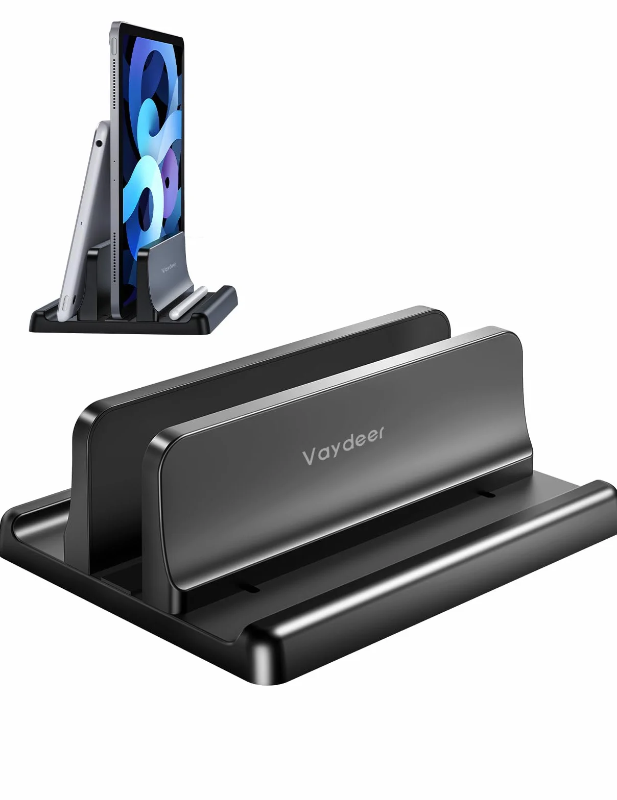 VAYDEER - Soporte Vertical para Ordenador portátil, Ajustable, 3 en 1, con Espacio reducido, para MacBook, iPad, portátiles de hasta 17,3 Pulgadas, Color Negro