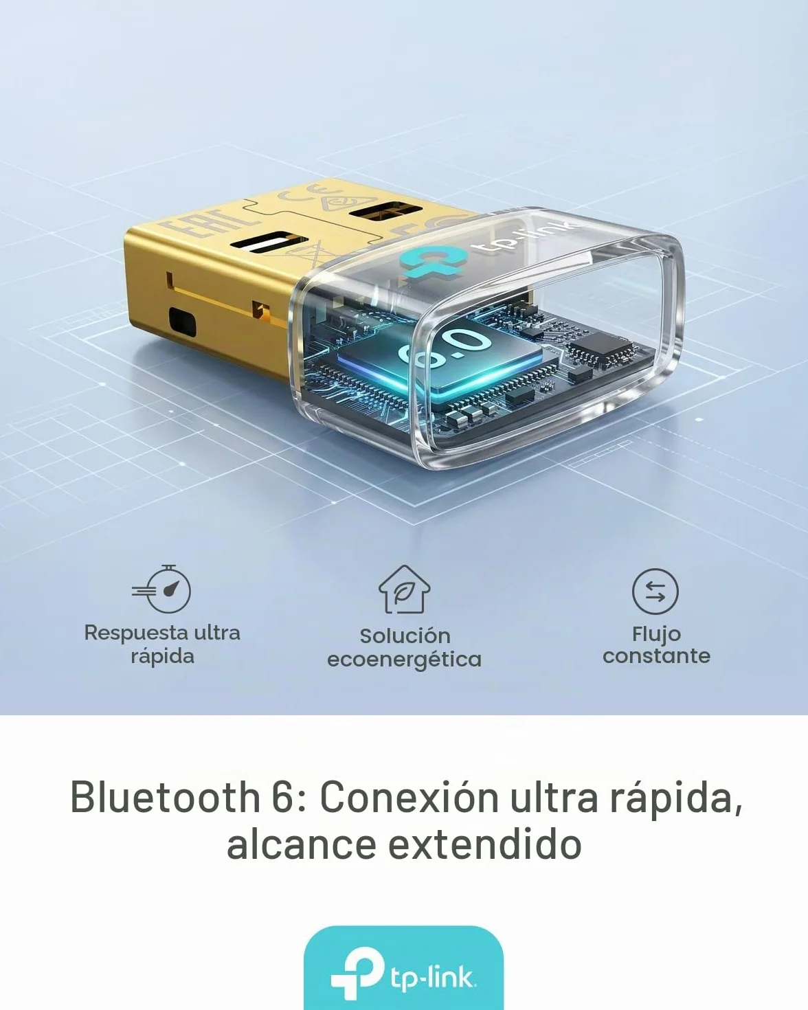 TP-Link UB600 - Adaptador Bluetooth 6.0 para PC, USB Bluetooth Stick para ratón/Teclado/Auriculares/teléfono Celular/Controlador, Plug & Play, Solo para Windows 11/10/8.1/7