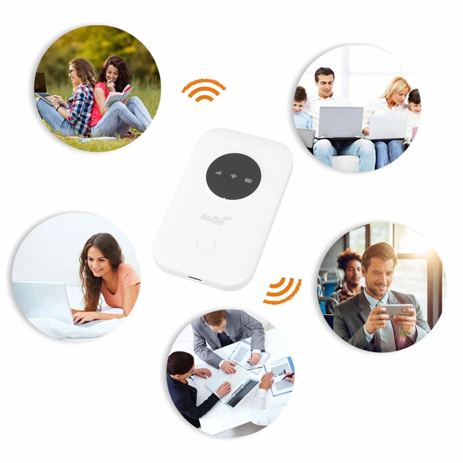 Enrutador Portátil 4G 5G con Ranura de Tarjeta SIM 300Mbps Hotspot Móvil Conecta hasta 10 Dispositivos para Viajes de Negocios Viajeros