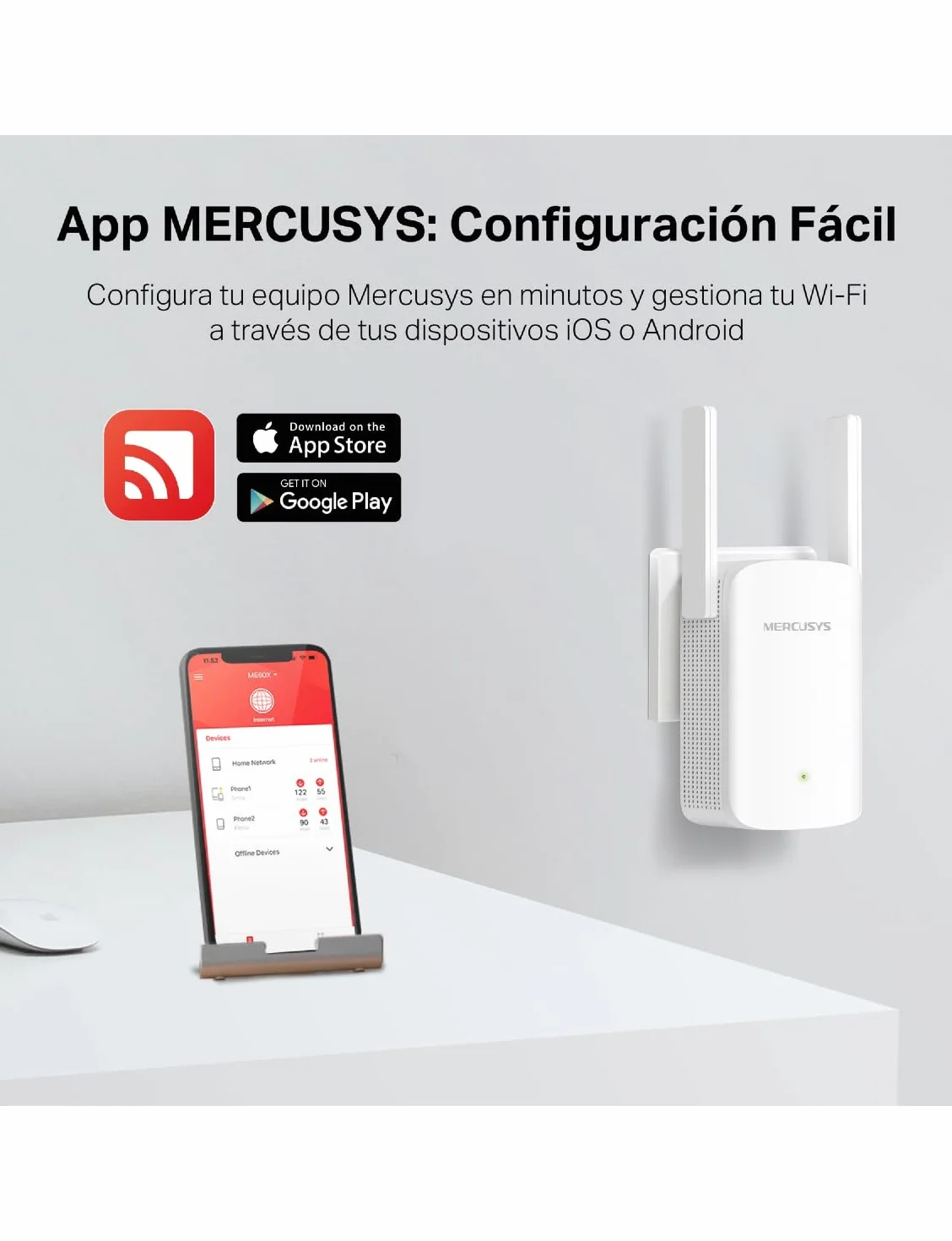 Mercusys ME60X Extensor de Rango Wi-Fi 6 AX1500, Doble Banda 2.4GHz 300Mbps y 5GHz 1201Mbps, Conexión Gigabit Ethernet, Fácil Configuración con WPS, Compatible con EasyMesh