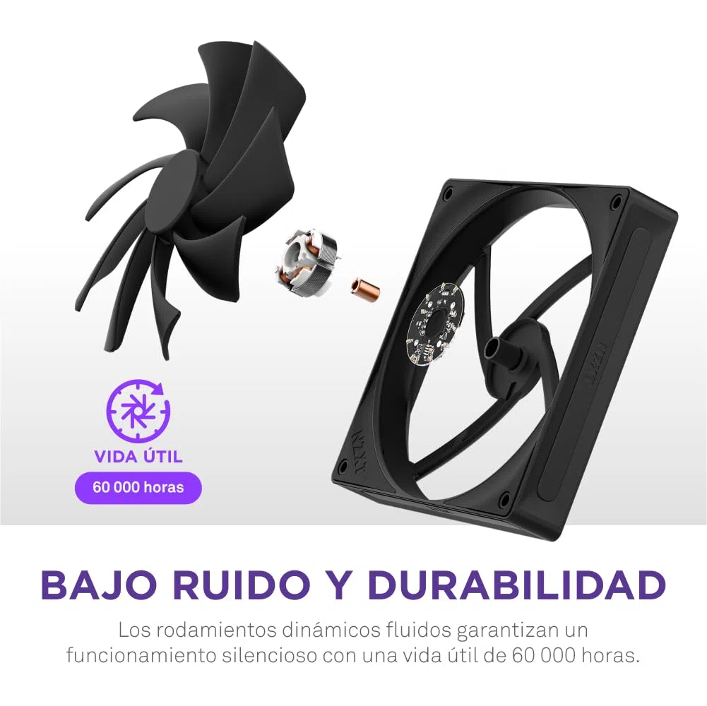 NZXT F140Q | Ventilador Silencioso de 140 mm para Caja de PC | Entrada o Salida de Aire | Marco Biselado | Rodamientos Dinámicos Fluidos | Control PWM | Negro