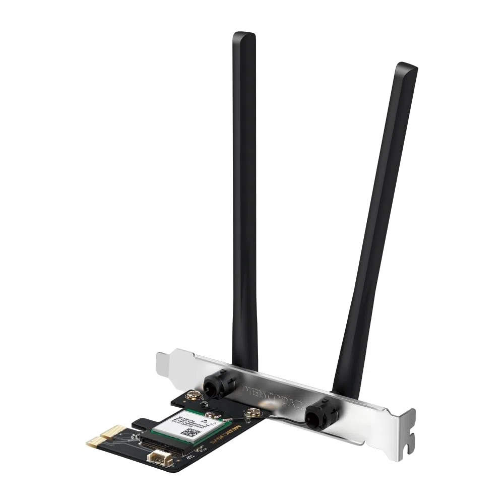 Mercusys Adaptador PCIe MA70XE Wi-Fi 6 Bluetooth 5.4, hasta 1201 Mbps a 5 GHz y 574 Mbps a 2,4 GHz, 2 Antenas de Alto Rendimiento, WPA3, MU-MIMO, Solo soporta Windows 11/10